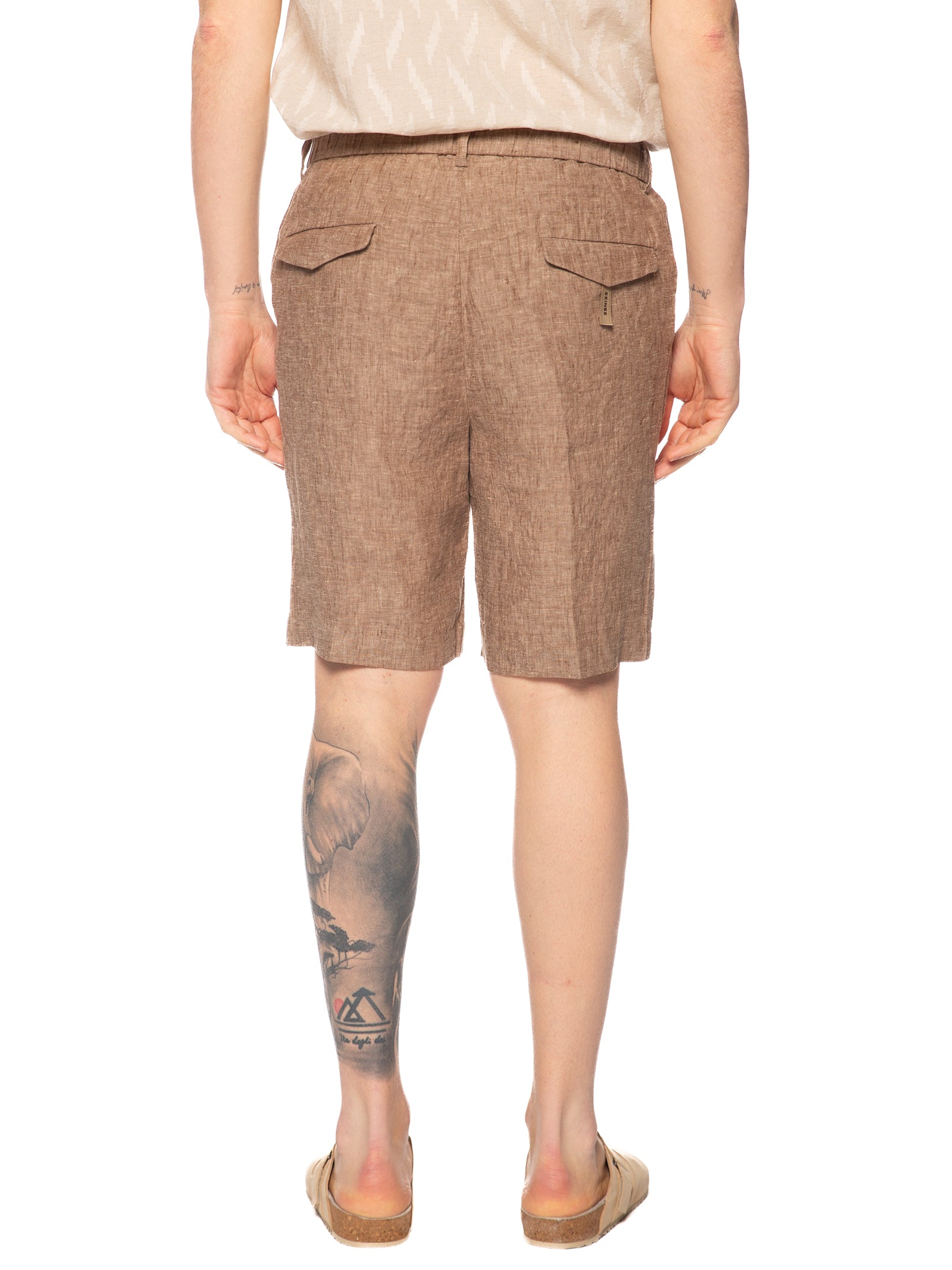 Bermuda Seinse Fango melange in lino con elastico dietro PB1534 FANGO SEINSE 