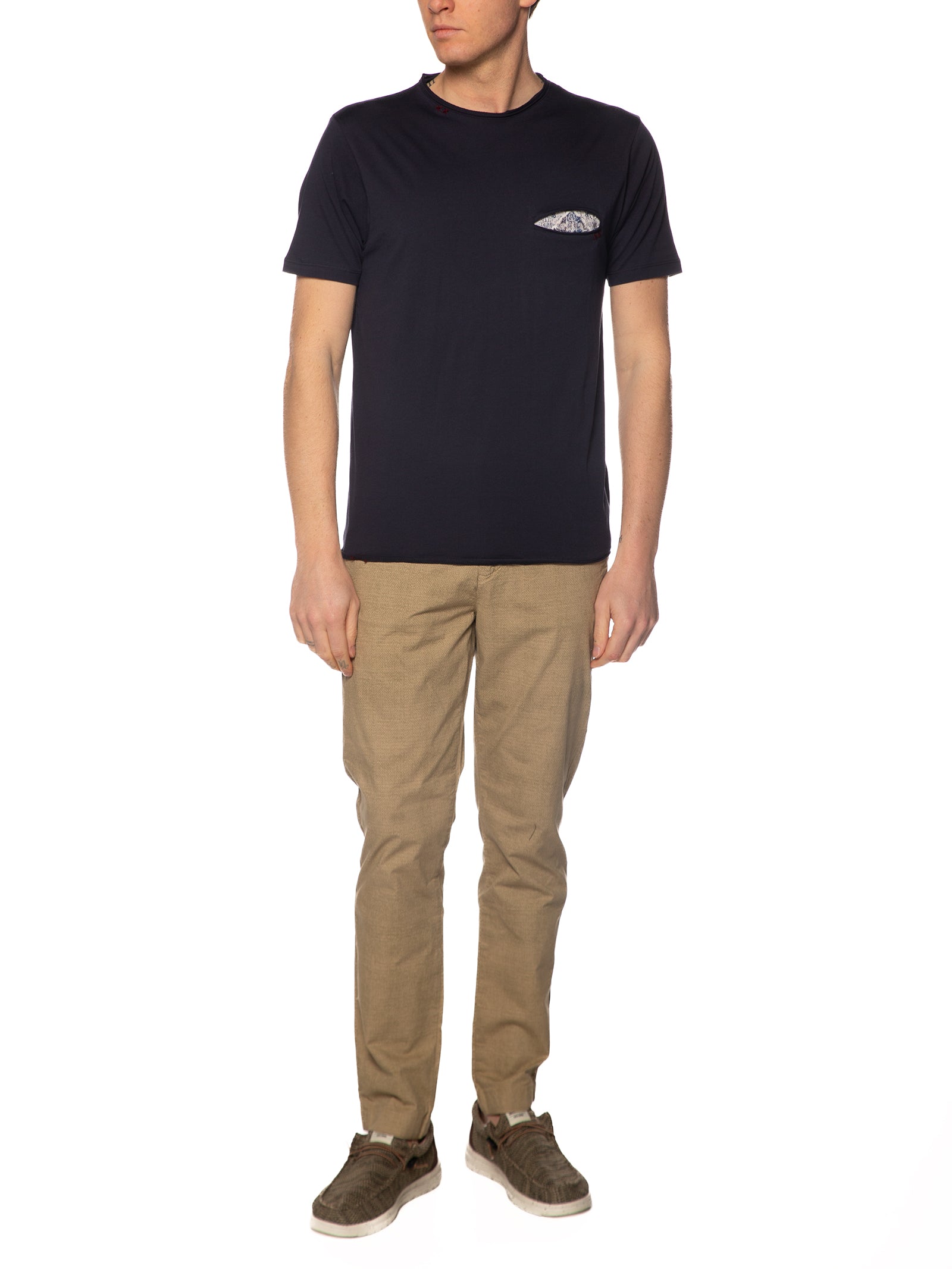 T-shirt Seinse Blu con taschino fiorellini TE3284 BLU SEINSE 