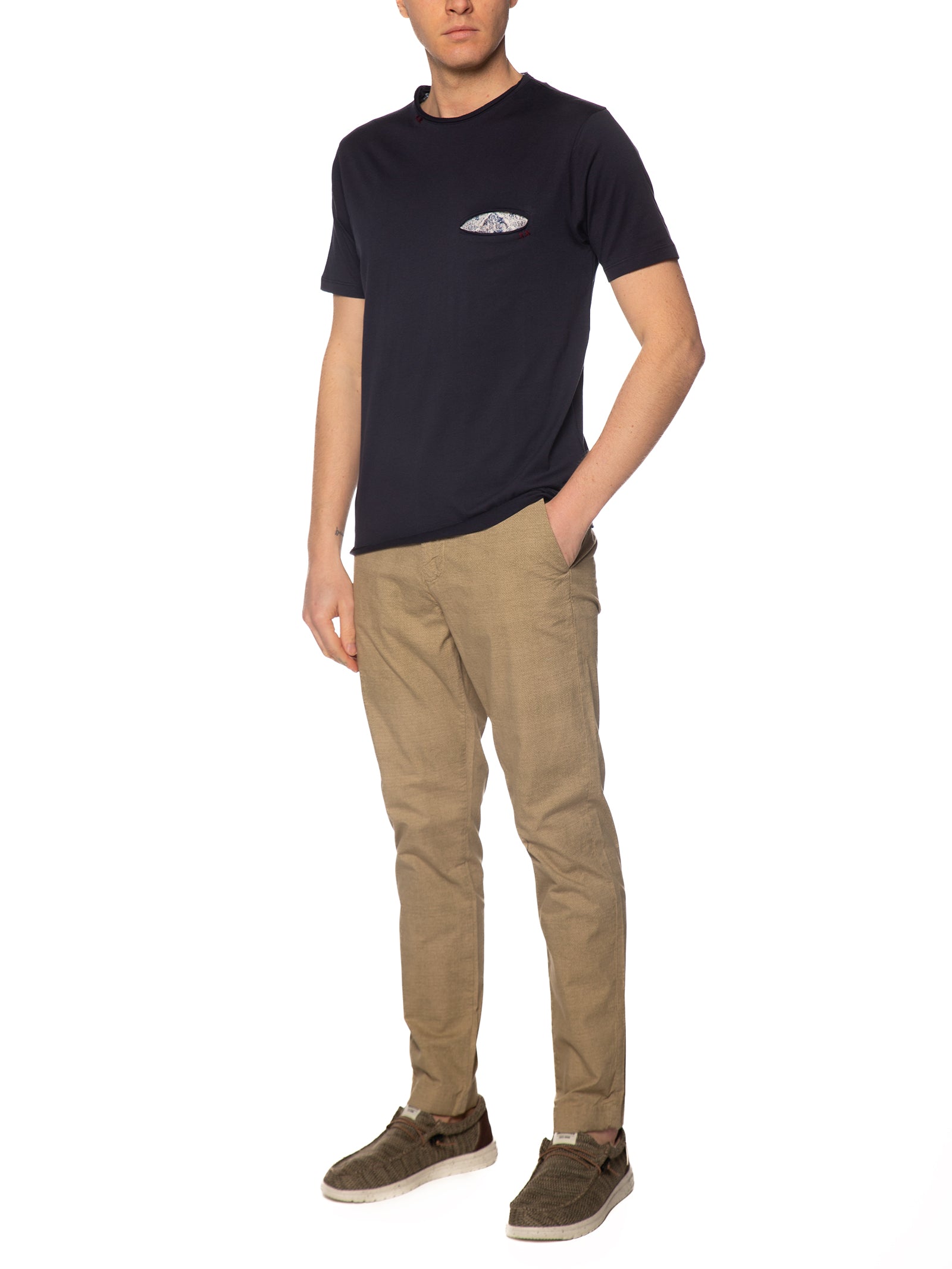 T-shirt Seinse Blu con taschino fiorellini TE3284 BLU SEINSE 