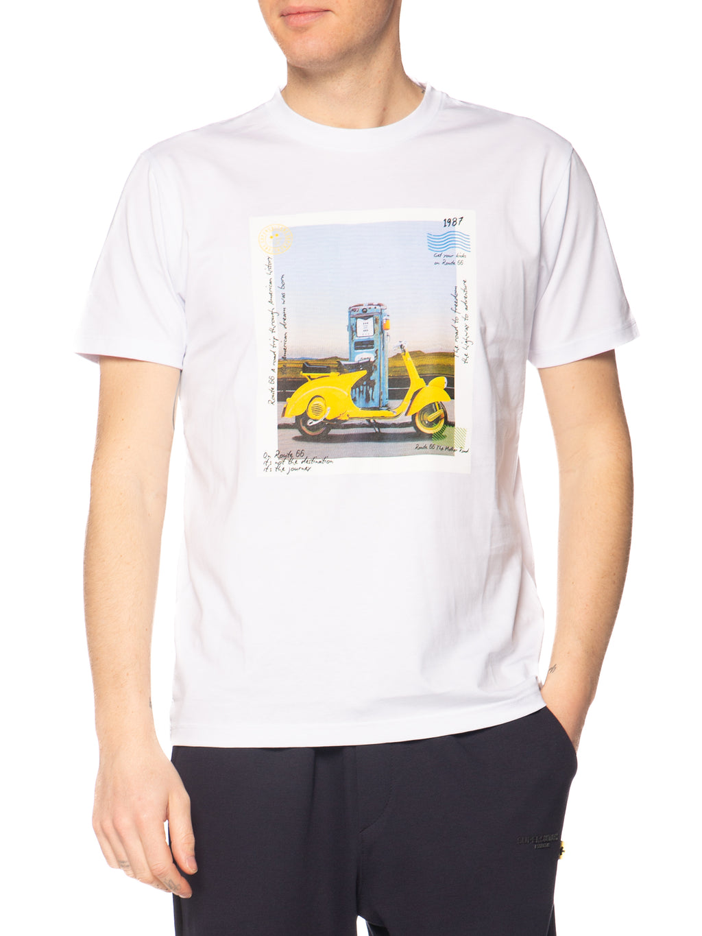 T-shirt Superculture Bianco stampa vespa A1801 BIANCO SUPERCULTURE 