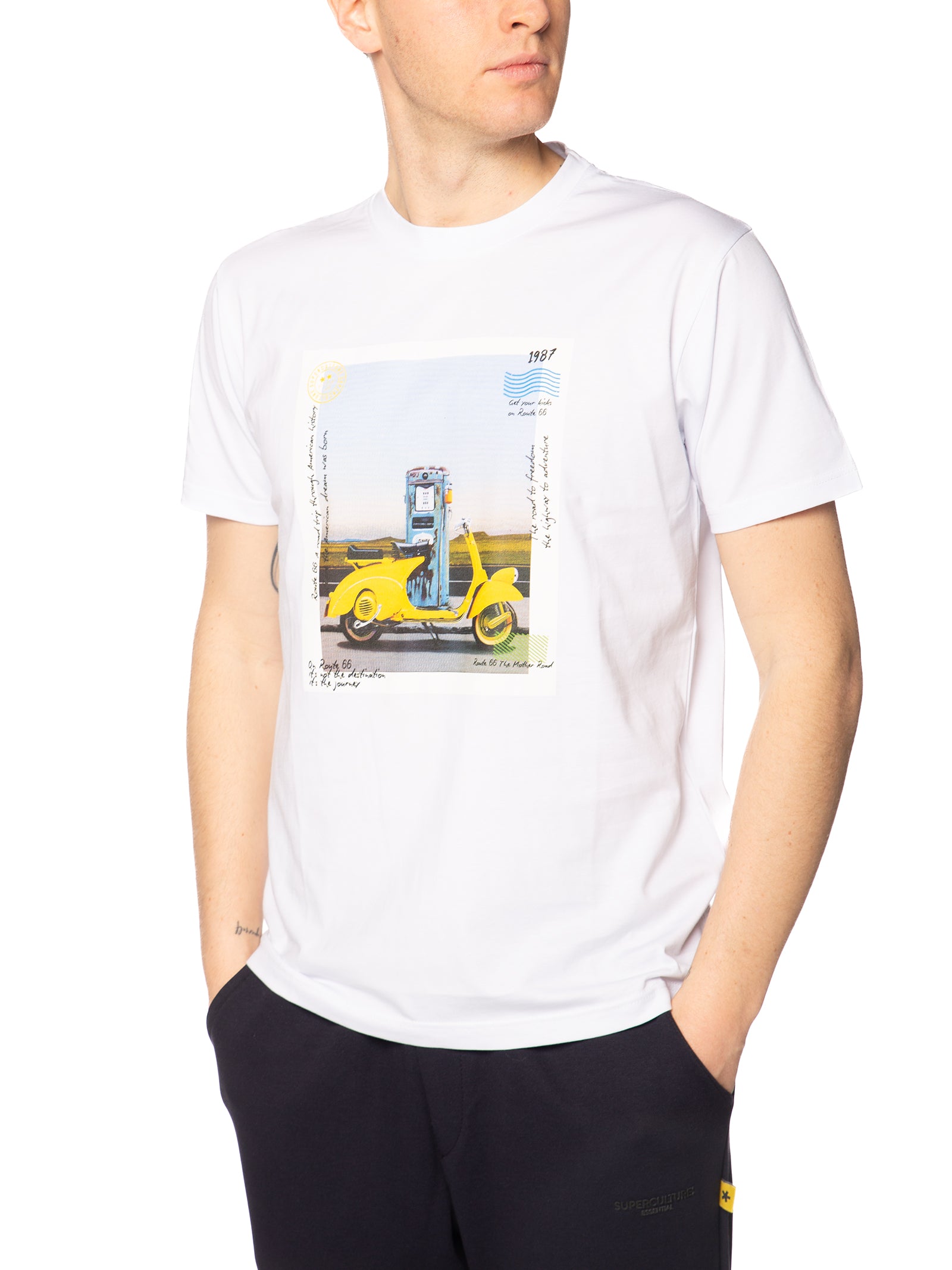 T-shirt Superculture Bianco stampa vespa A1801 BIANCO SUPERCULTURE 