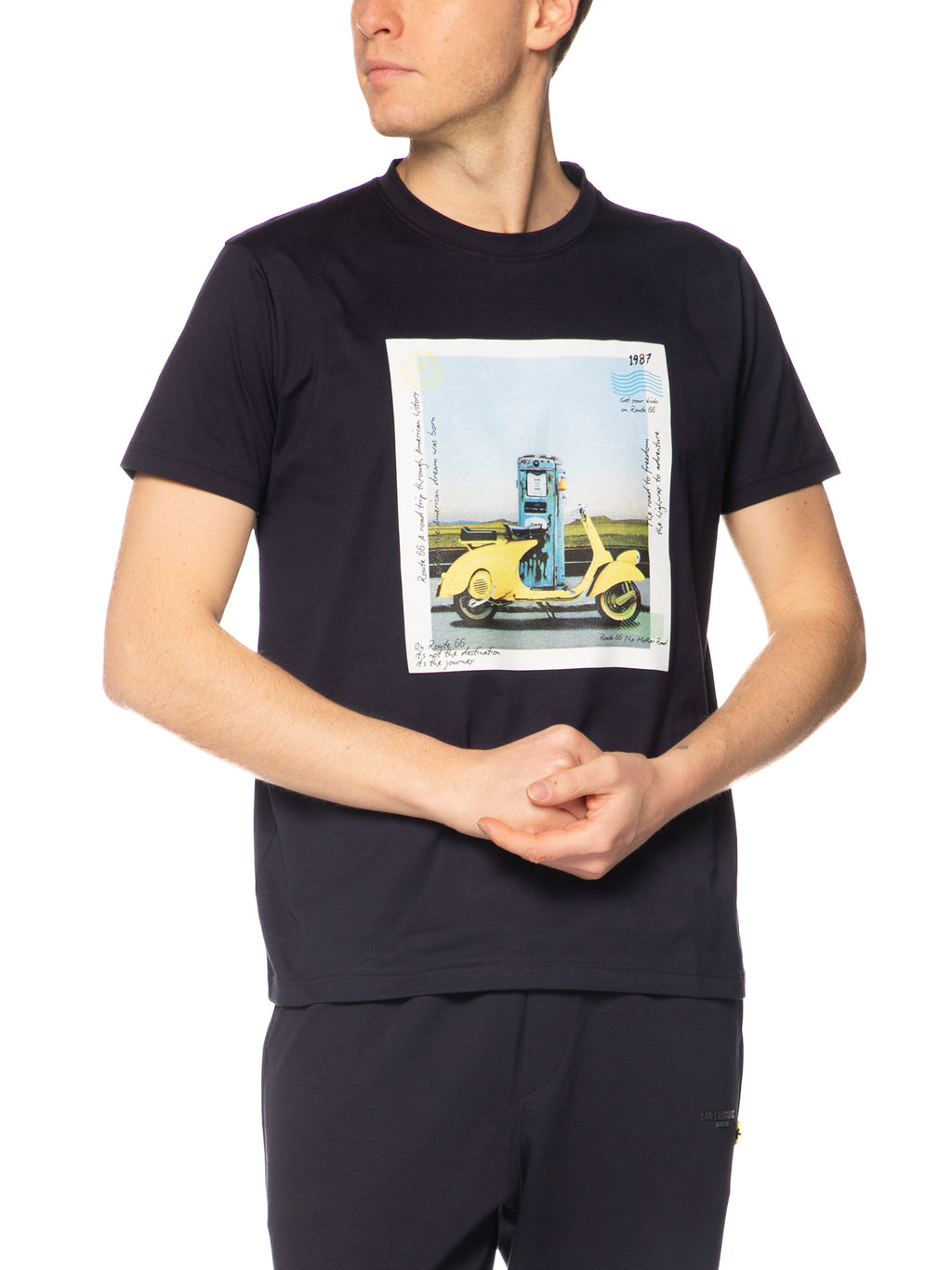 T-shirt Superculture Blu stampa vespa A1801 BLU SUPERCULTURE 