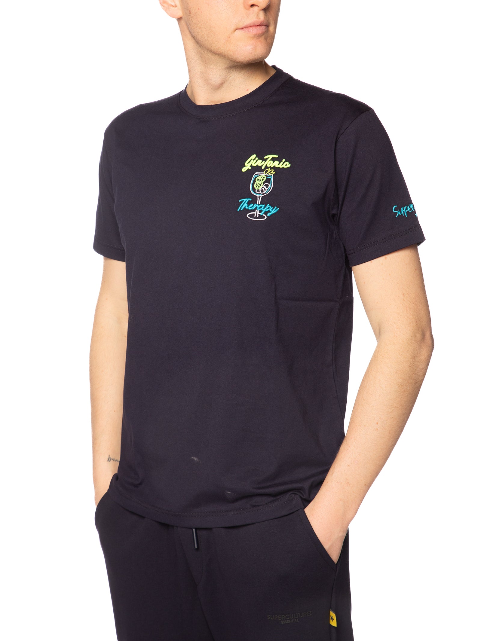 T-shirt Superculture Blu gin tonic theraphy A1839 BLU SUPERCULTURE 