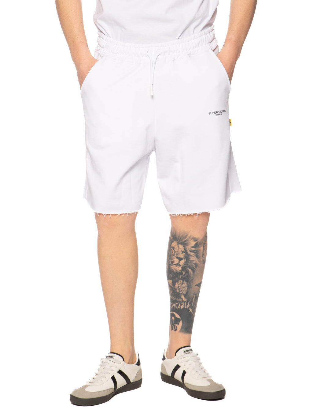 Bermuda Superculture Bianco in felpa sfrangiato SKATER BIANCO SUPERCULTURE 