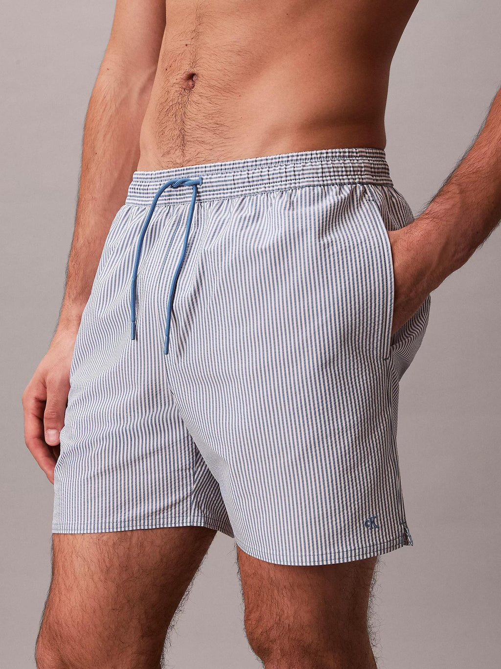 Costume Calvin Klein Drawsting Bianco blu a righe N61040 Q5D CALVIN KLEIN 