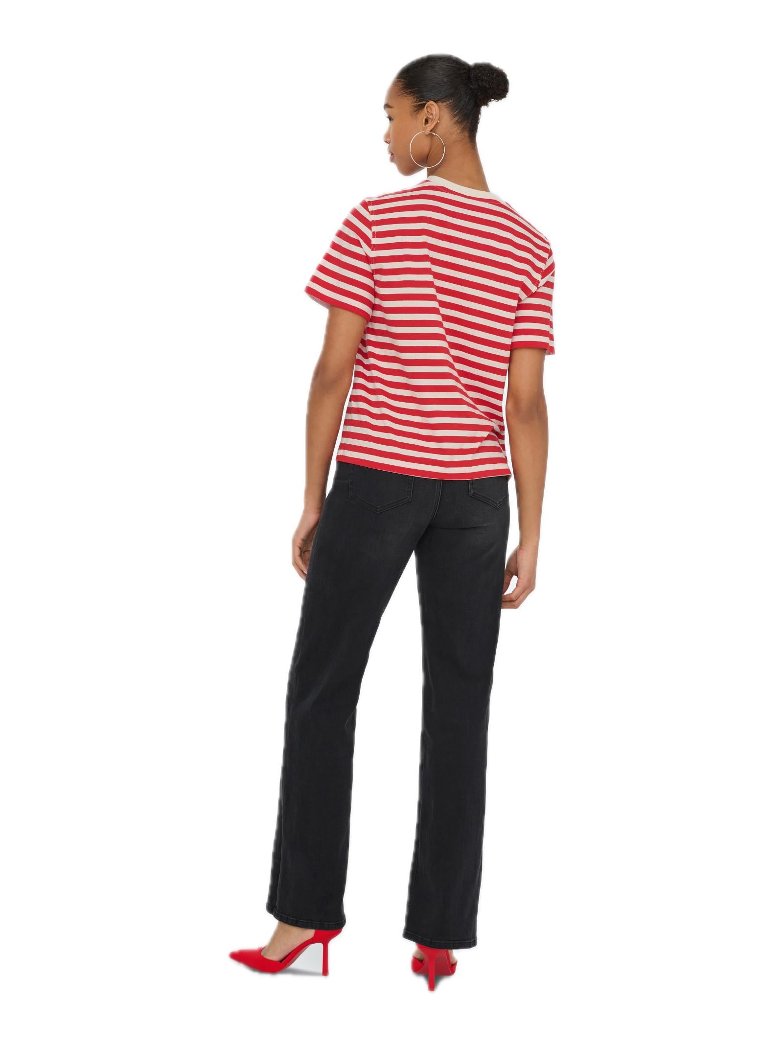 T-shirt Only Livina Bianco rosso a righe 15359677 /High Risk Red ONLY 