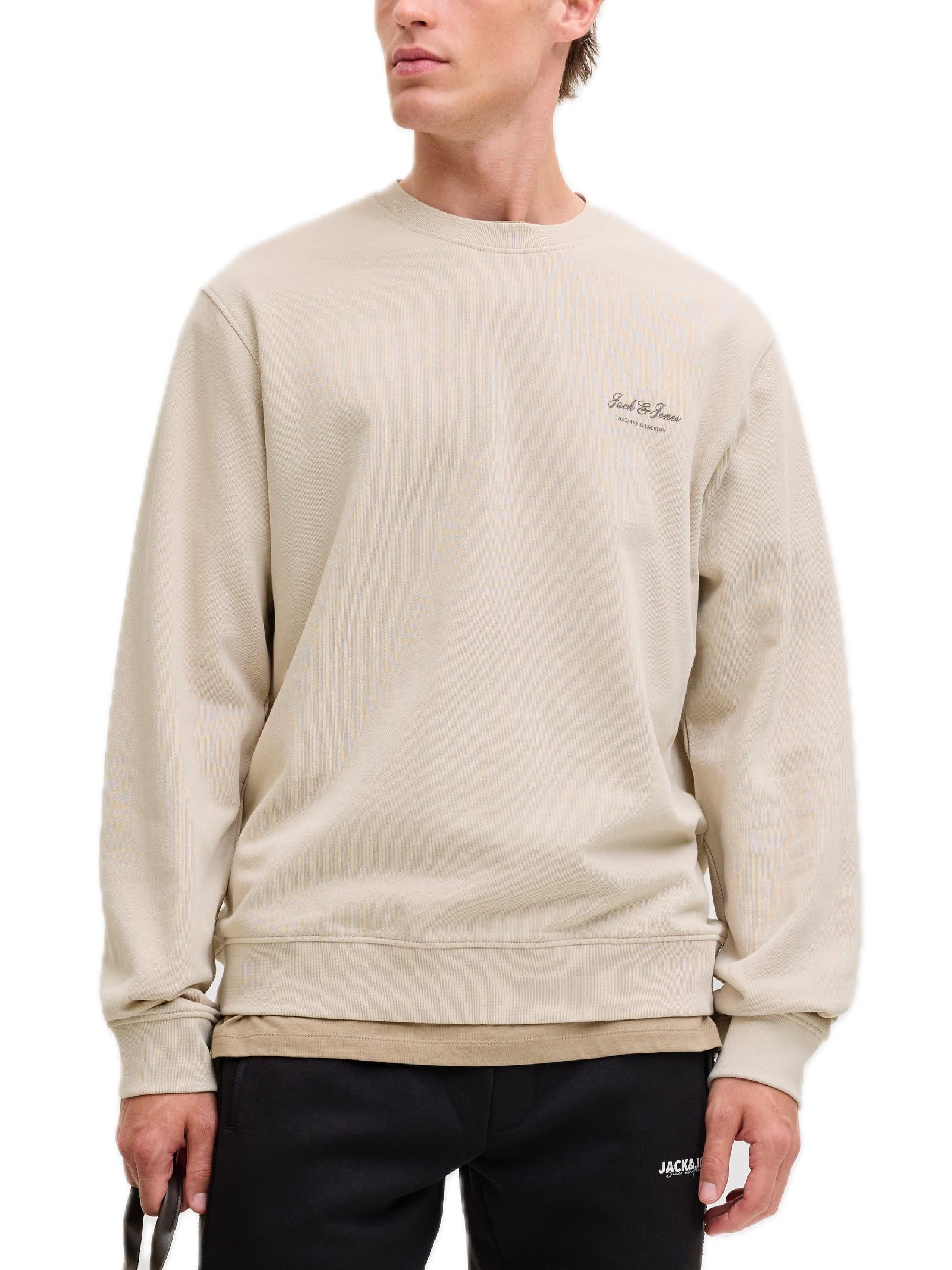 Felpa Jack & Jones Archive Beige girocollo 12287995 /Moonbeam JACK & JONES 