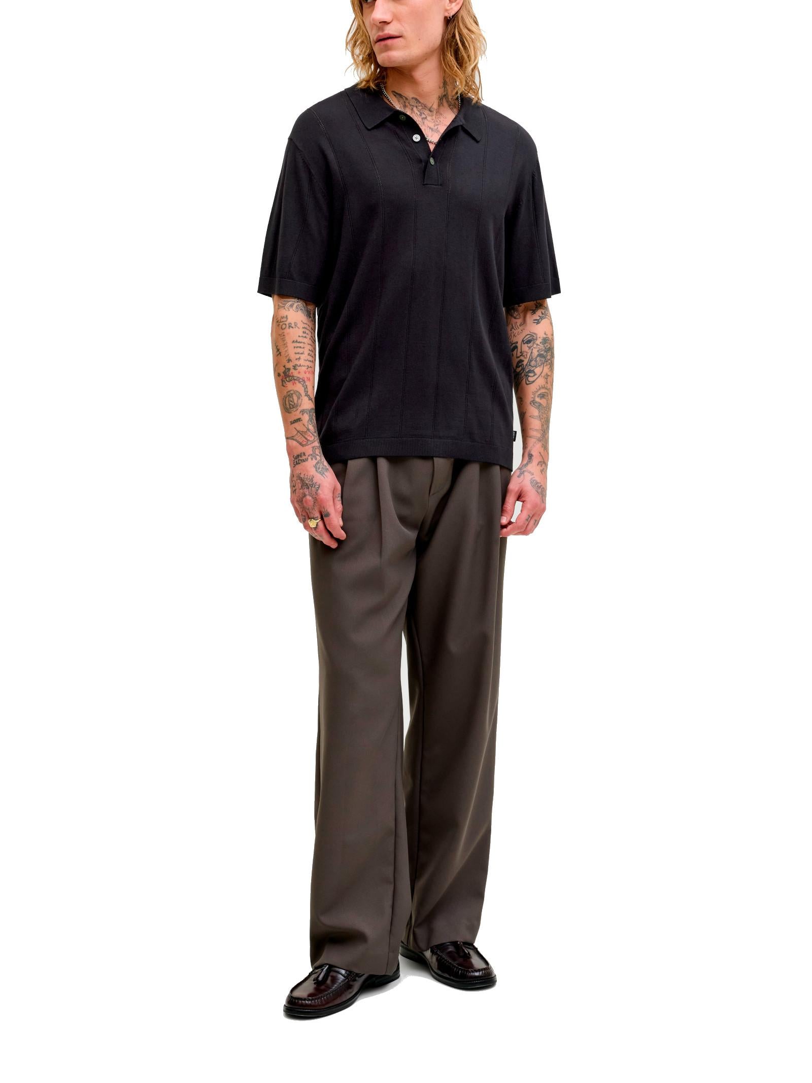 Polo Jack & Jones William Nero in maglia 12291042 /Black JACK & JONES 