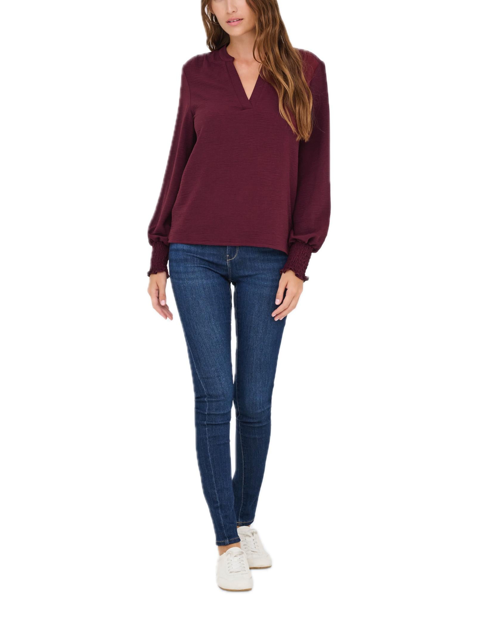 Blusa Only Mette Bordeaux a maniche lunghe 15284309 /Tawny Port ONLY 