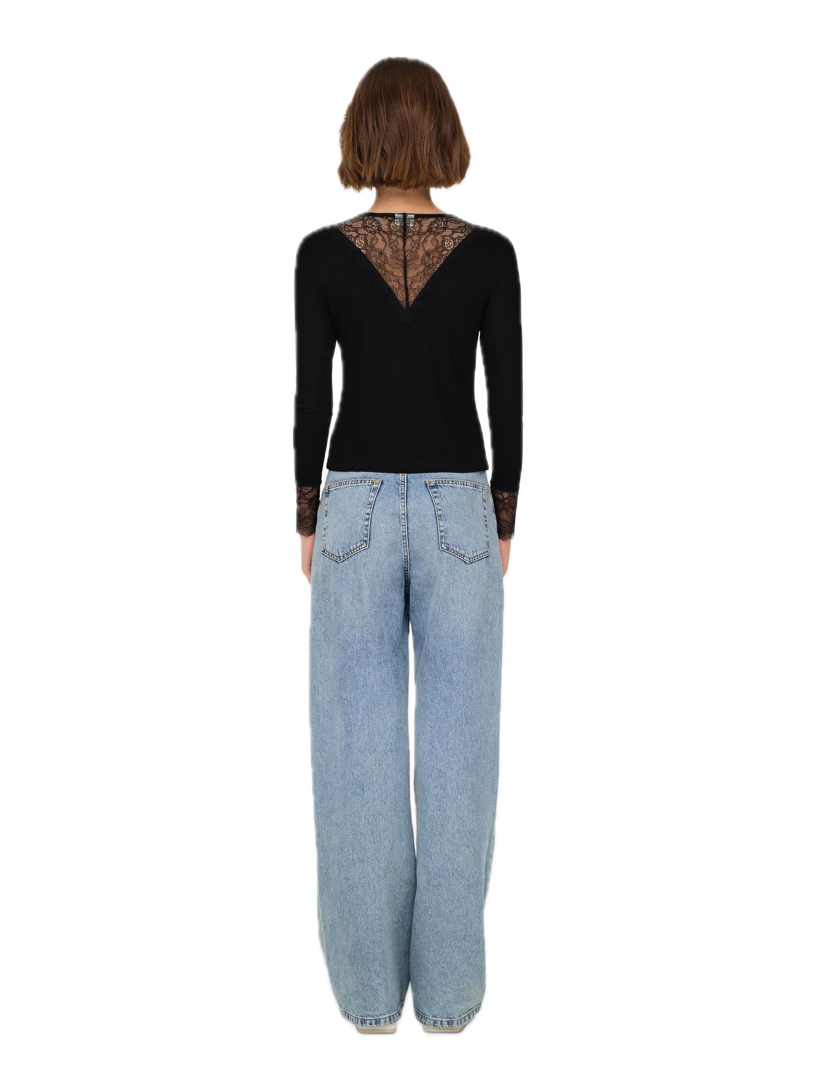 T-shirt Jacqueline De Yong Roxy Nero pizzo 15317464 /Black JDY 