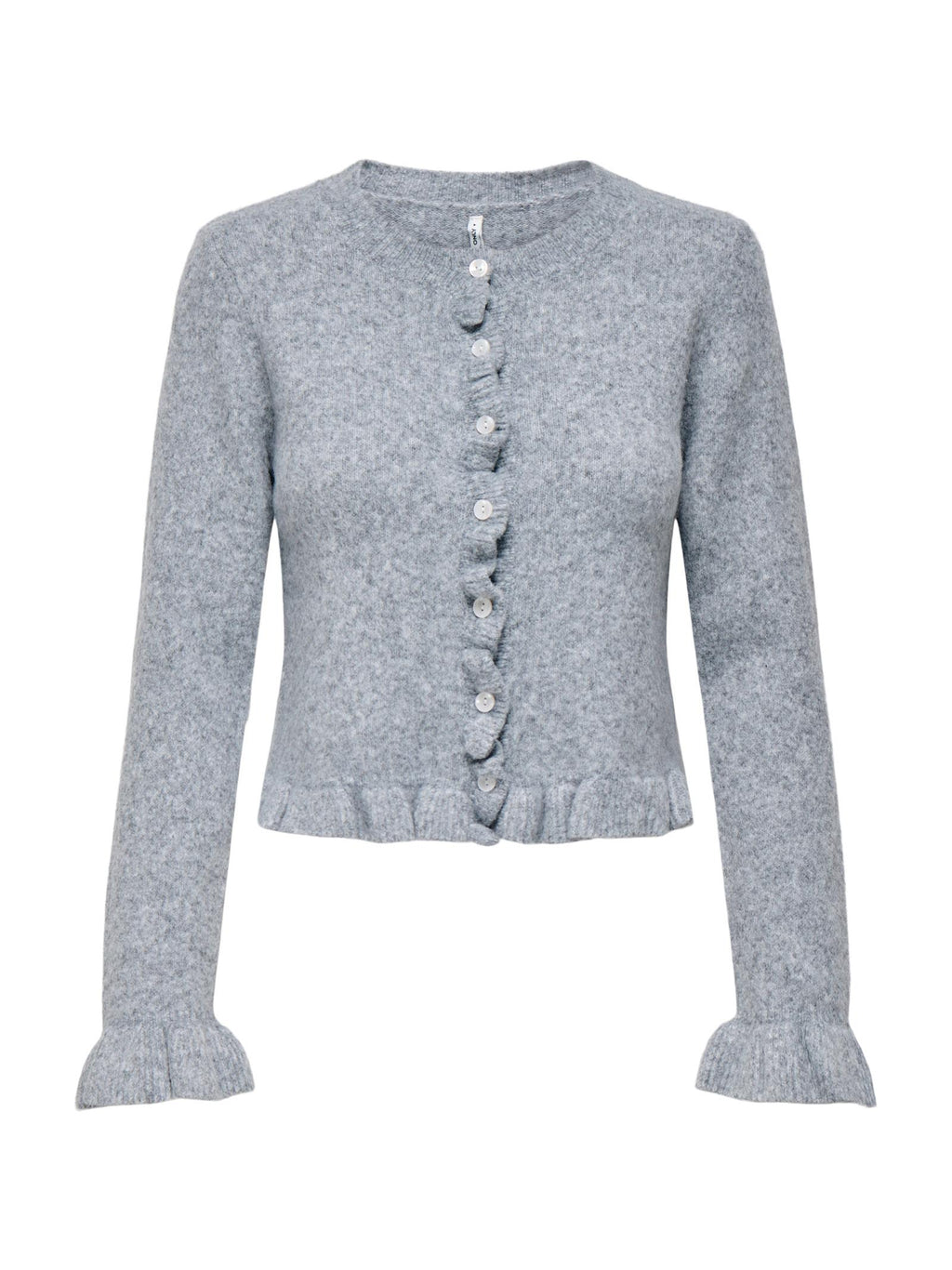 Cardigan in maglia Only Rima Grigio con volant 15360942 /Light Grey Melange ONLY 