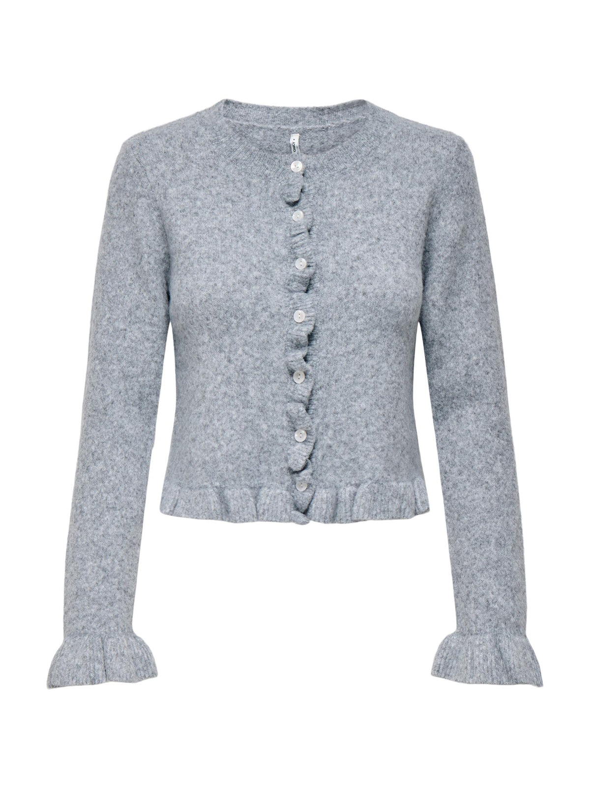 Cardigan in maglia Only Rima Grigio con volant 15360942 /Light Grey Melange ONLY 