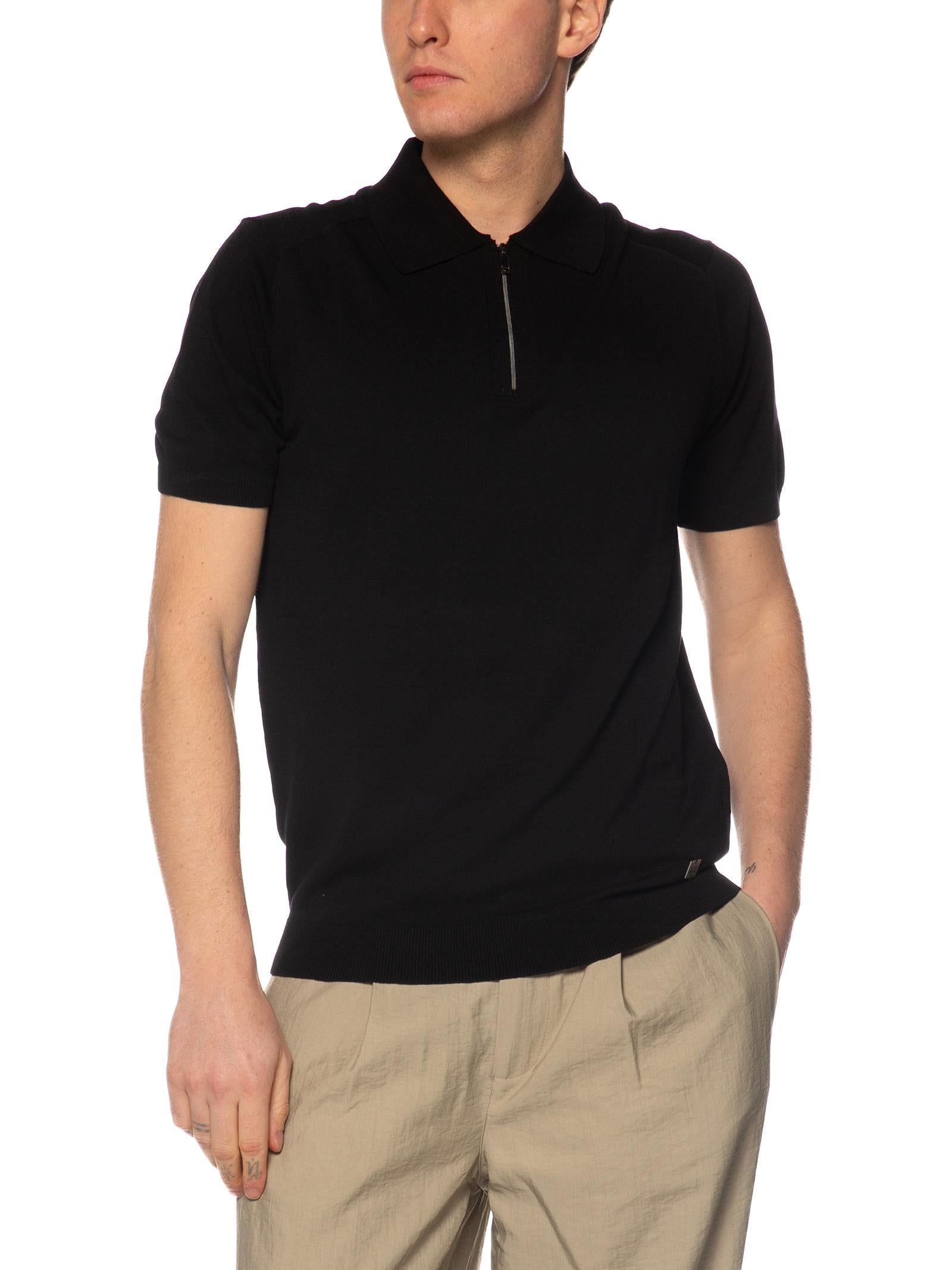Polo Block Eleven Nero in maglia mezza zip 01APOLLO NERO BLOCK ELEVEN 