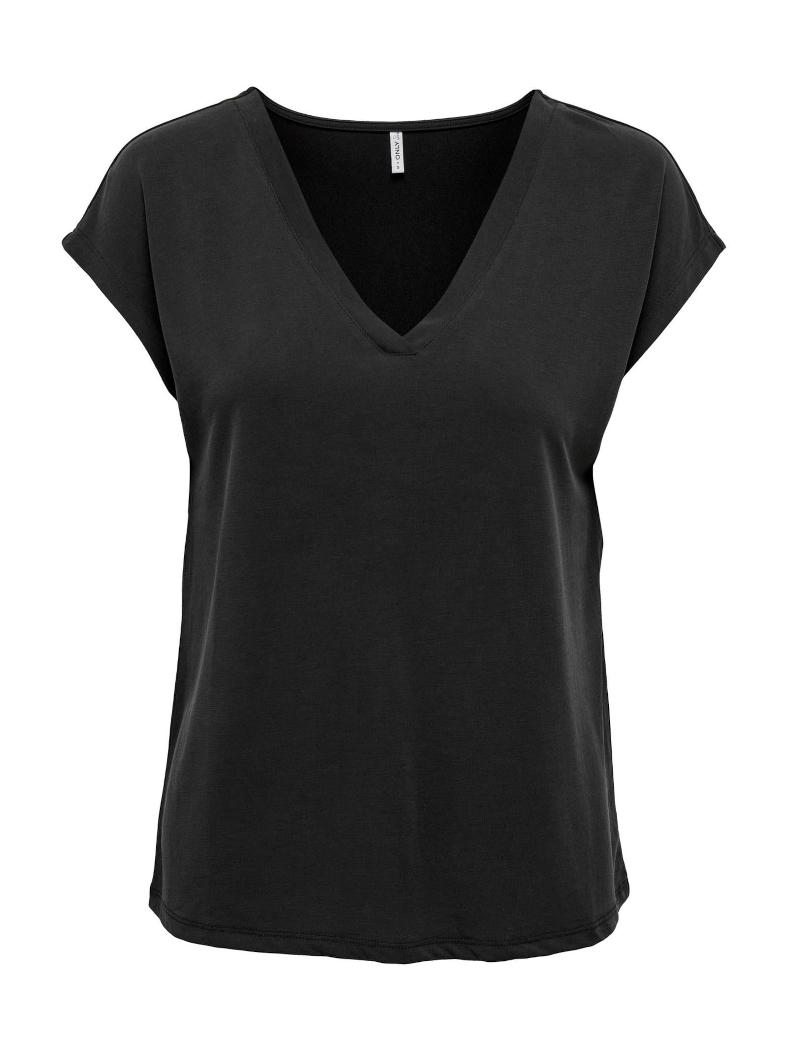 T-shirt Only Free Nero scollo a V 15287041 /Black ONLY 