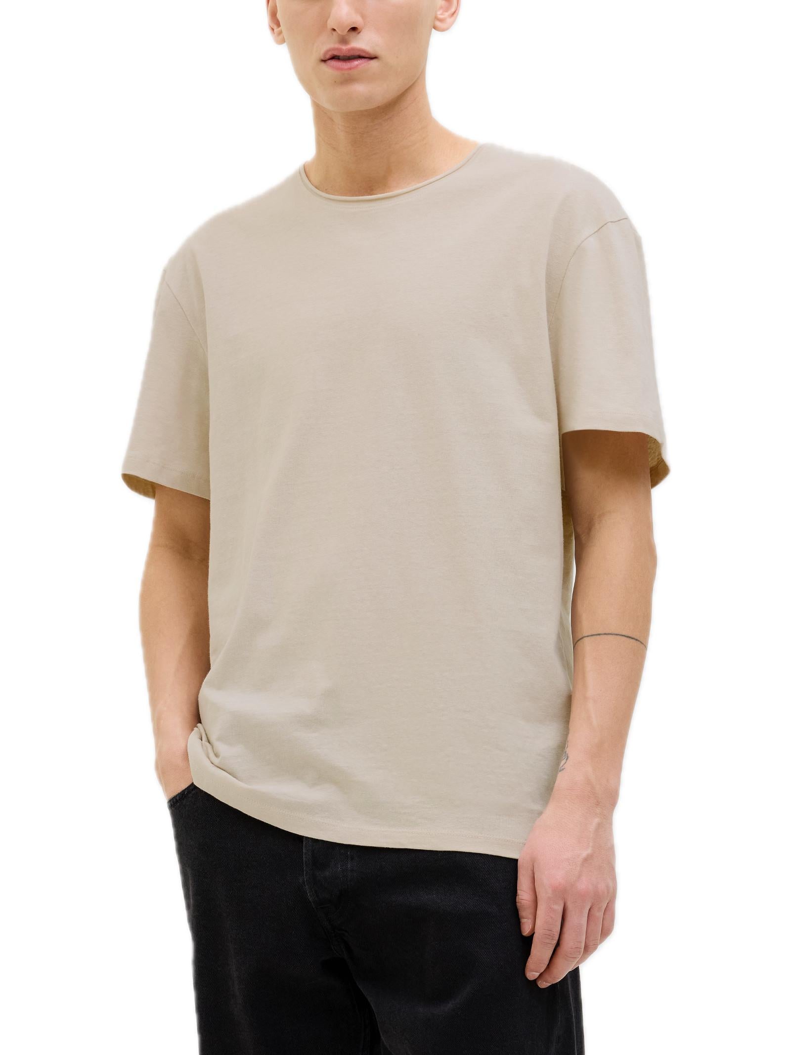 T-shirt Uomo Jack & Jones Beige con taglio vivo 12268144 /Moonbeam JACK & JONES 