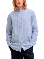 Camicia Jack & Jones Celeste bianco Summer coreana misto lino 12289184 /Infinity JACK & JONES 