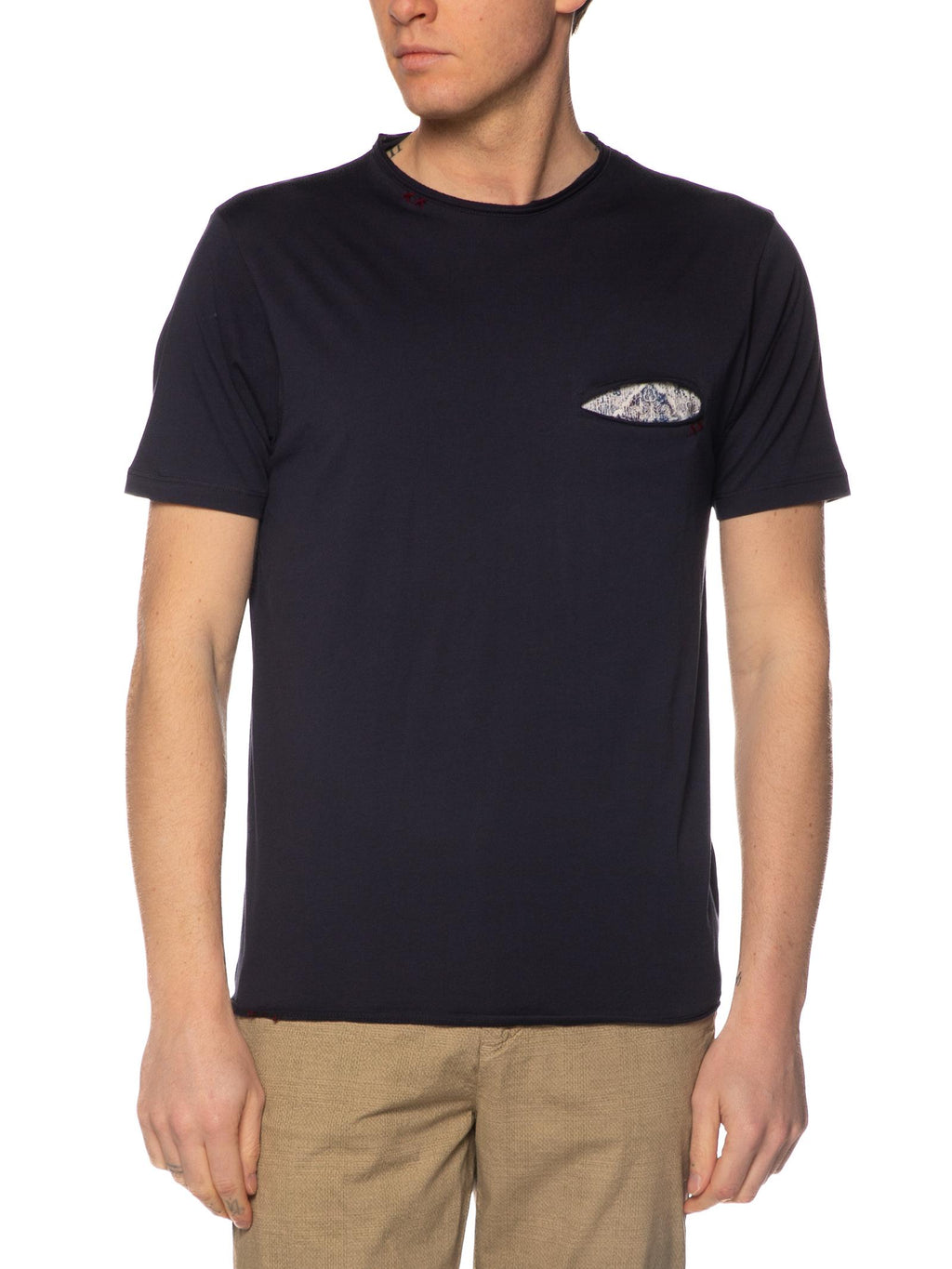 T-shirt Seinse Blu con taschino fiorellini TE3284 BLU SEINSE 