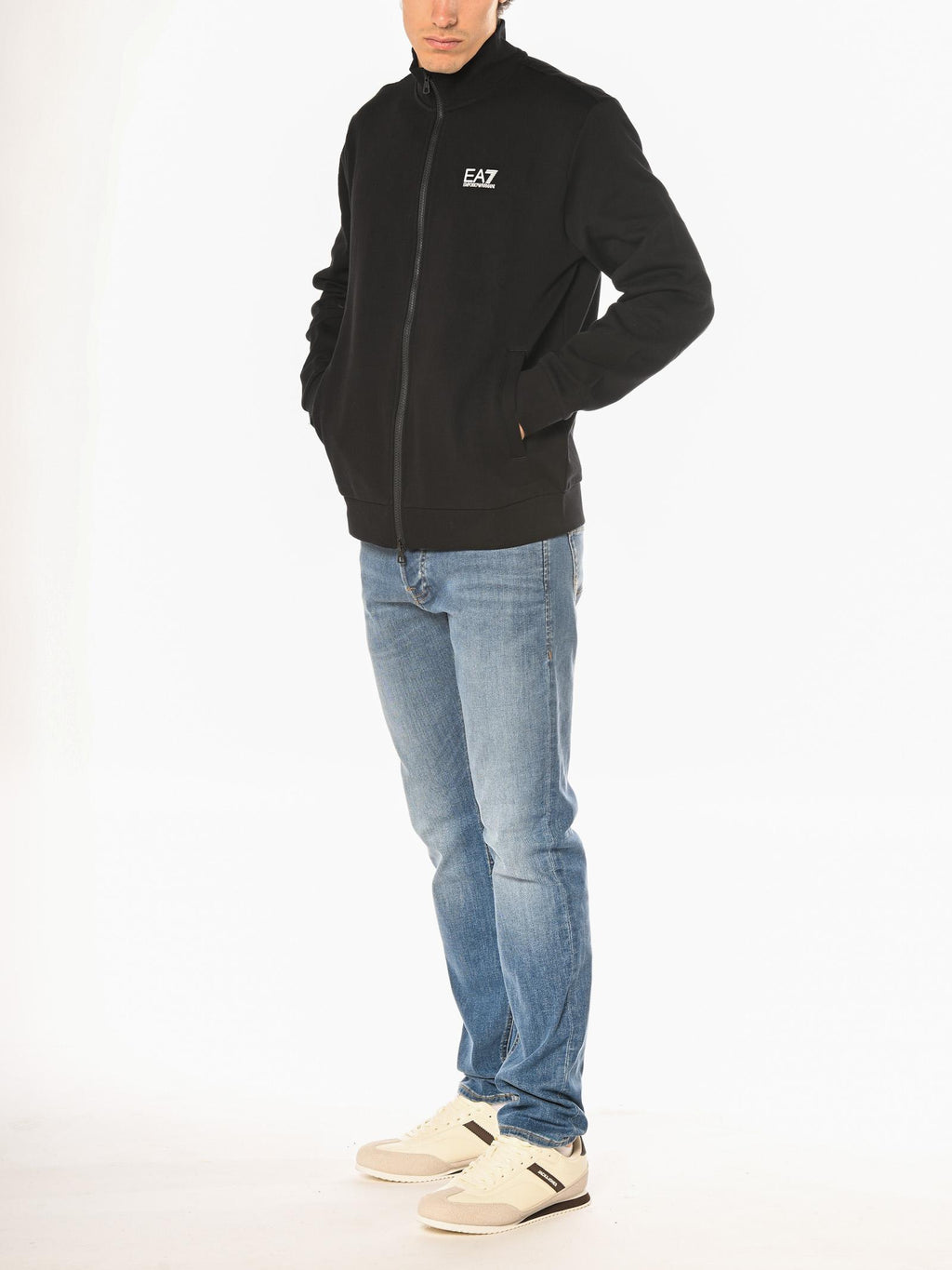 Felpa Emporio Armani Nero train core con zip 8NPM36 1200 EA7 