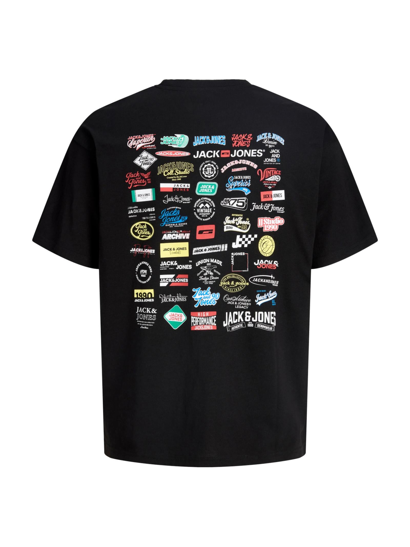 T-shirt Jack & Jones Nero Legacy loghi 12298480 /Black JACK & JONES 