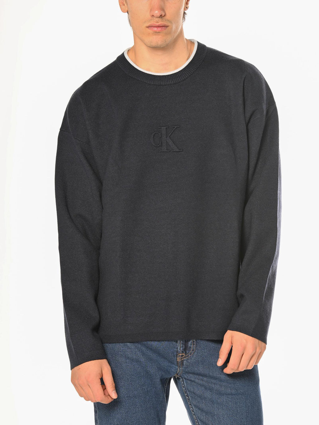 Maglia Calvin Klein Blu Embossed Logo LV04RD300G CEF CALVIN KLEIN 