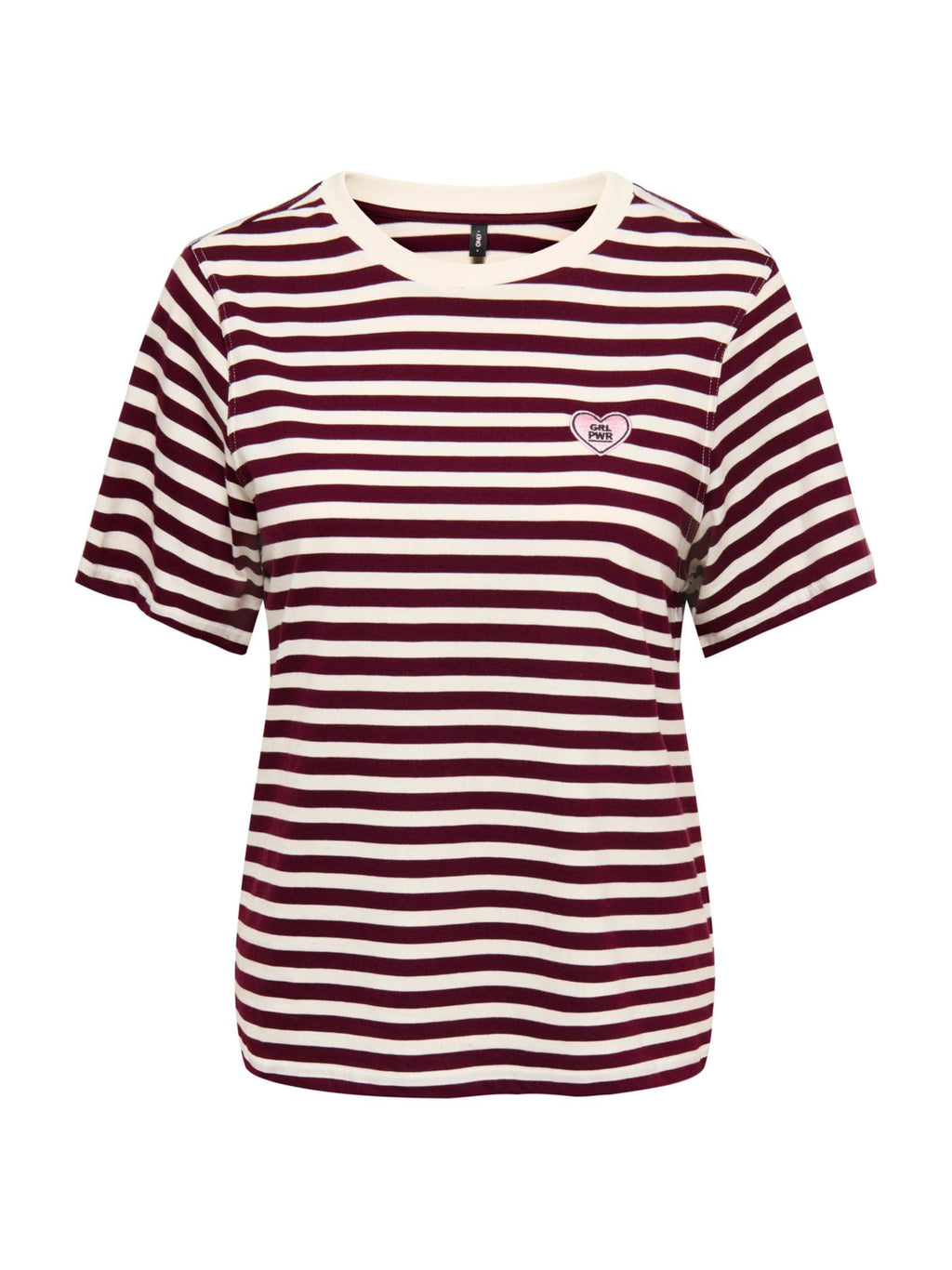 T-shirt Only Livina Bianco Bordeaux a maniche corte a righe 15359677 /Fig ONLY 