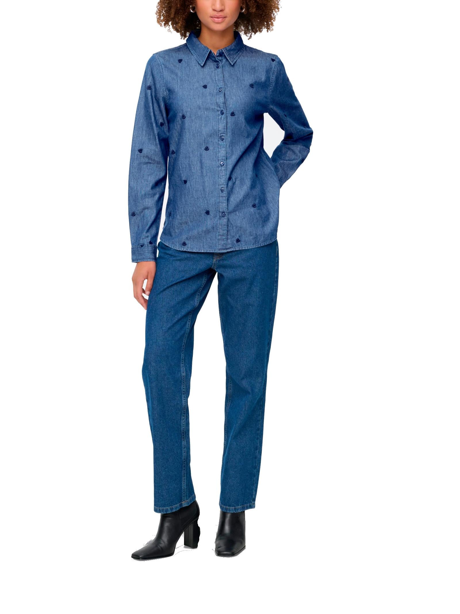 Camicia JDY Medium Blue Love con cuori 15363999 /Medium Blue Denim JDY 