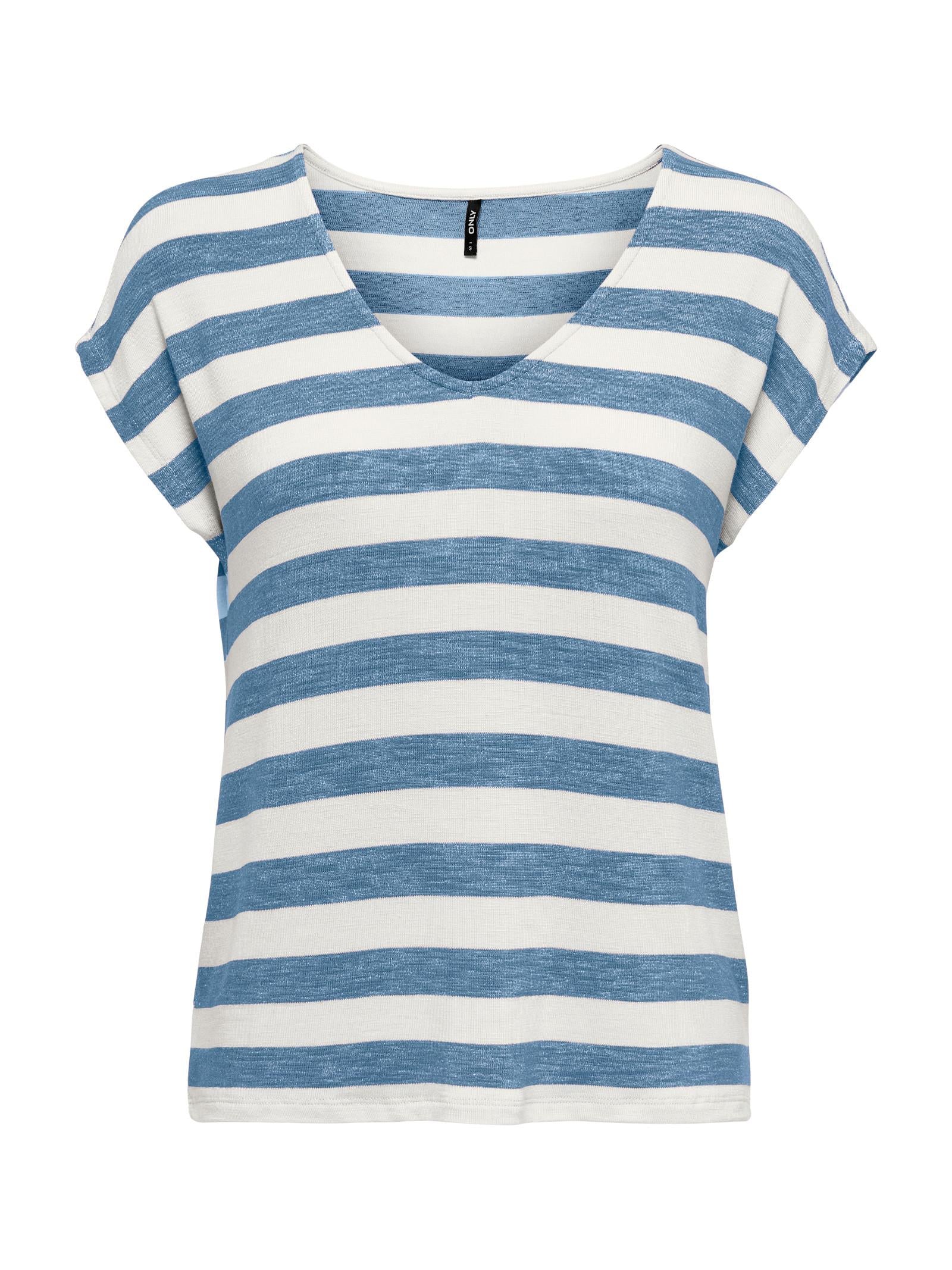 T-shirt Only Bianco Celeste Lira a righe 15252103 /Infinity ONLY 