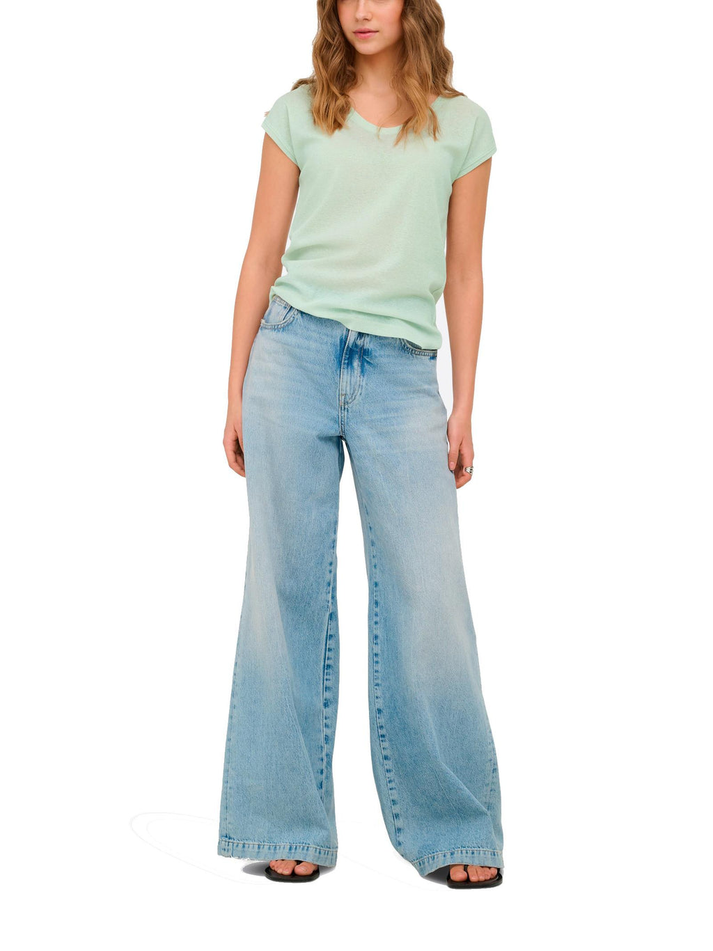 T-Shirt Only Silver Verde in lurex 15136069 /Green Lily ONLY 