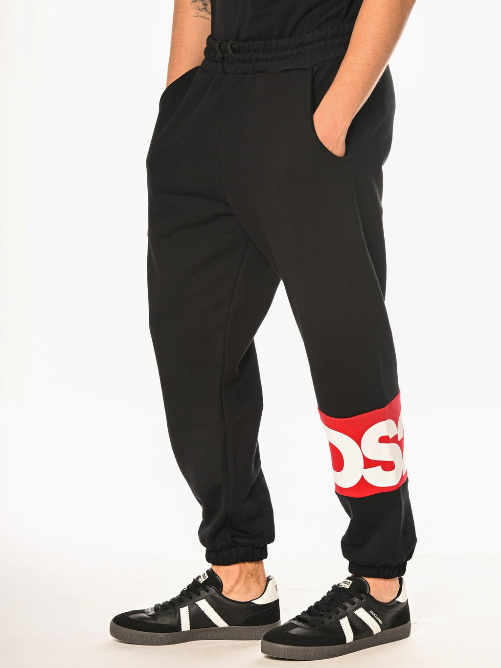 Pantalone DS2 Nero Logo in felpa FW25217 NERO DS2 