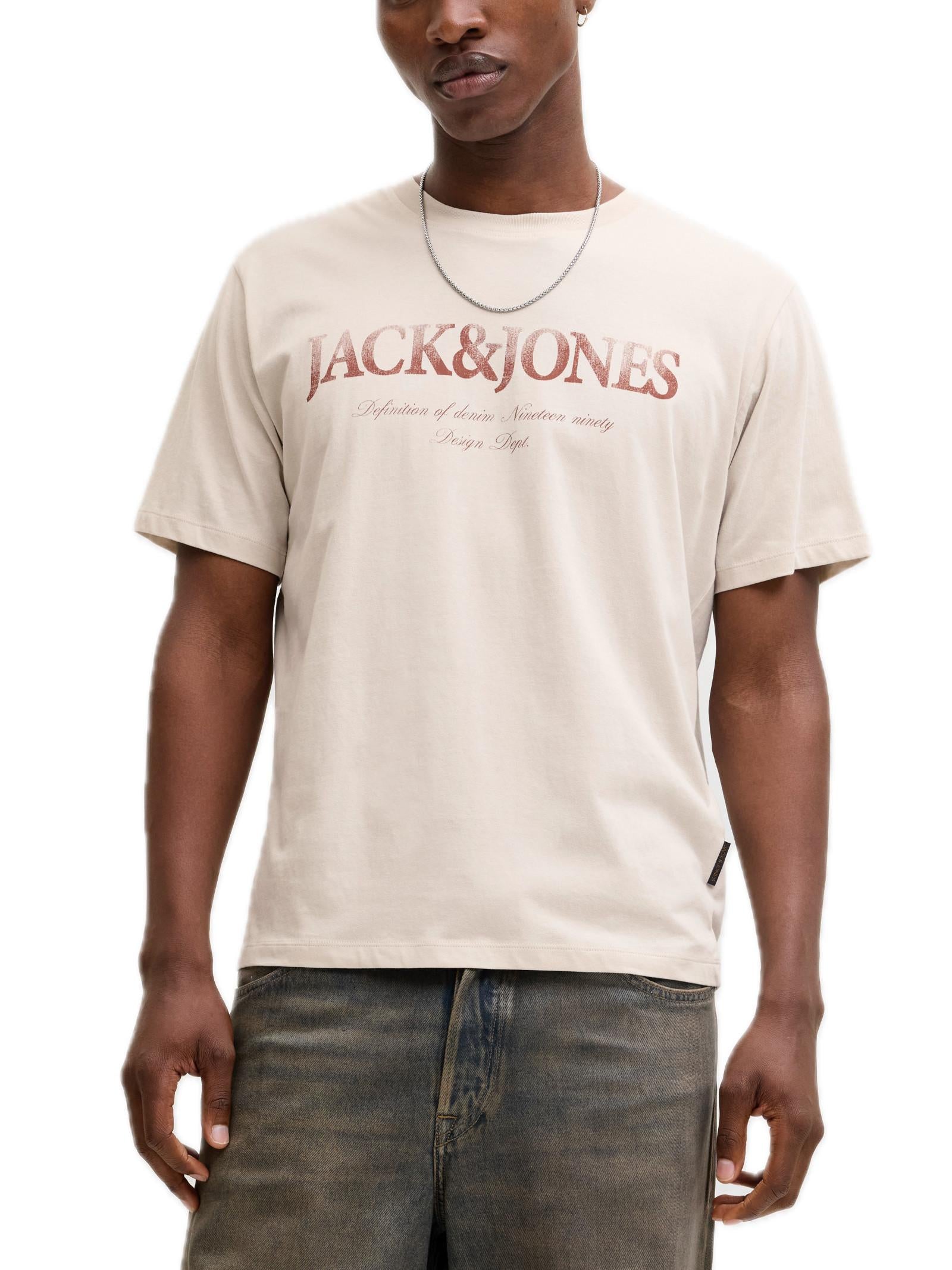 T-shirt Jack & Jones Devin Beige con stampa 12290173 /Moonbeam JACK & JONES 