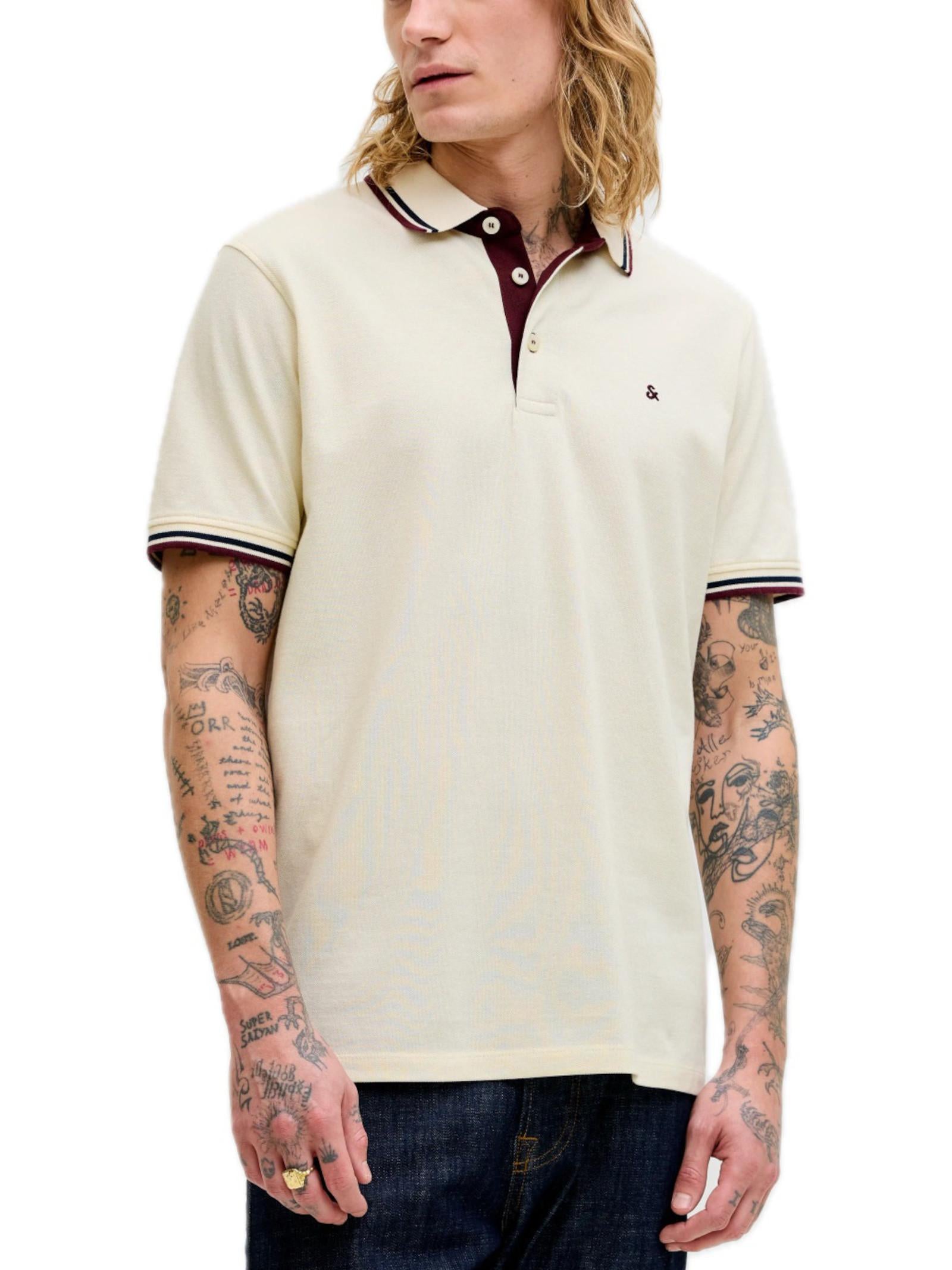 Polo Jack & Jones Paulos Panna slim fit in piquet 12136668 /Antique White JACK & JONES 