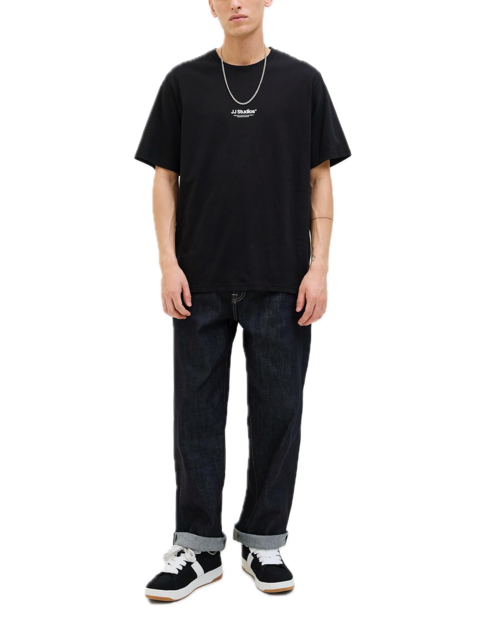 T-shirt Jack & Jones Soho Nero con mino logo gommato 12278787 /Black JACK & JONES 