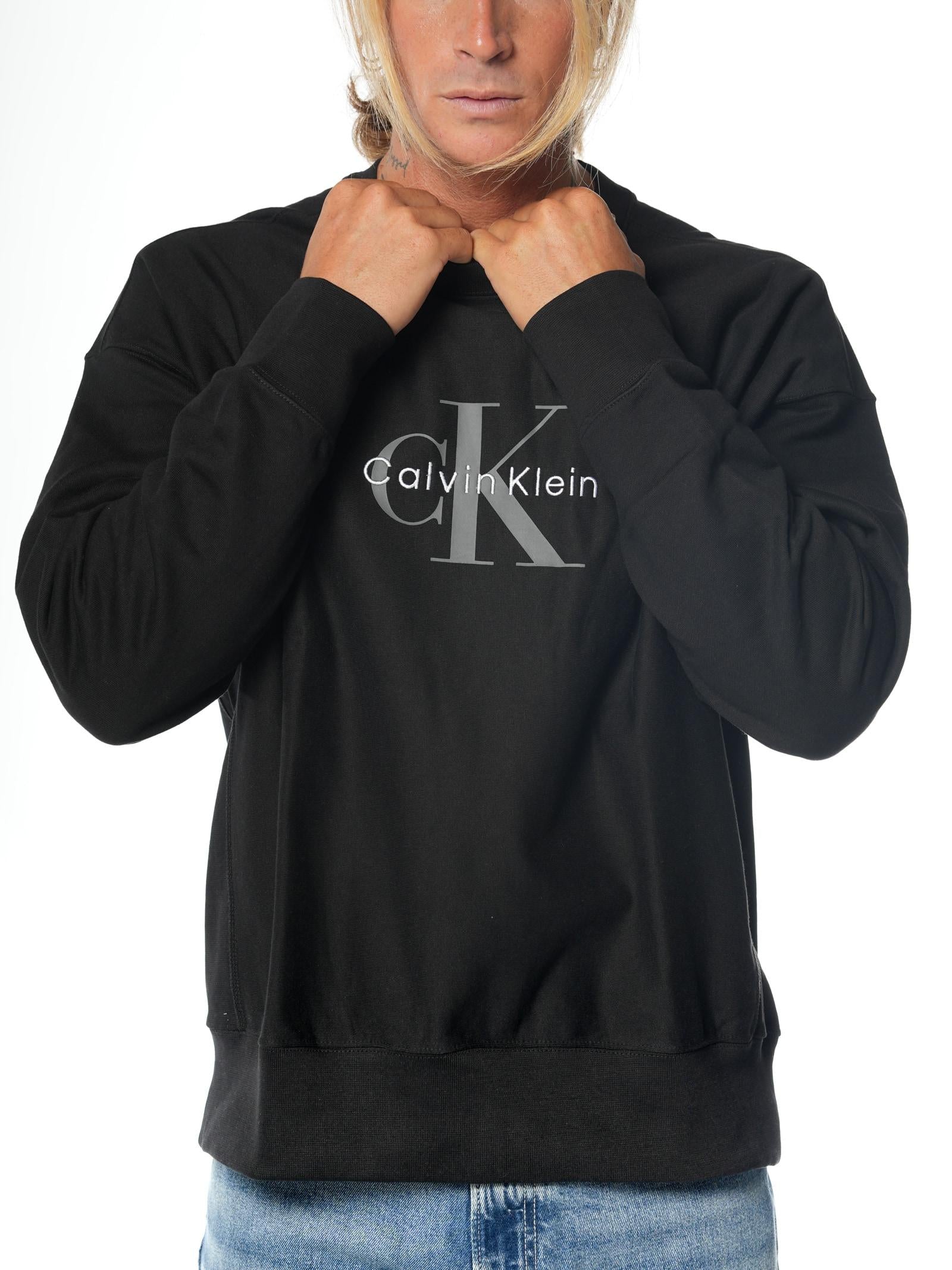 Felpa Calvin Klein Nero Terry girocollo LV04RD234G UB1 CALVIN KLEIN 