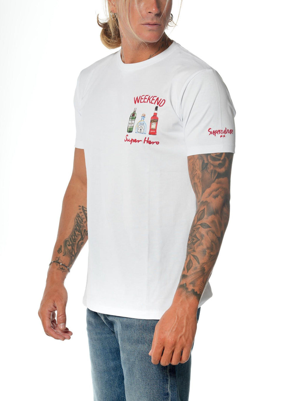 T-shirt Superculture Bianco logo frontale A1367 BIANCO SUPERCULTURE 