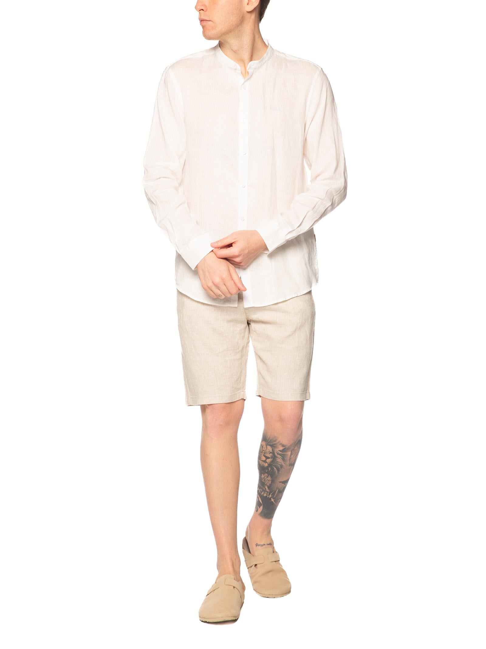 Camcia Gianni Lupo Bianco coreana lino GL7620S WHITE GIANNI LUPO 