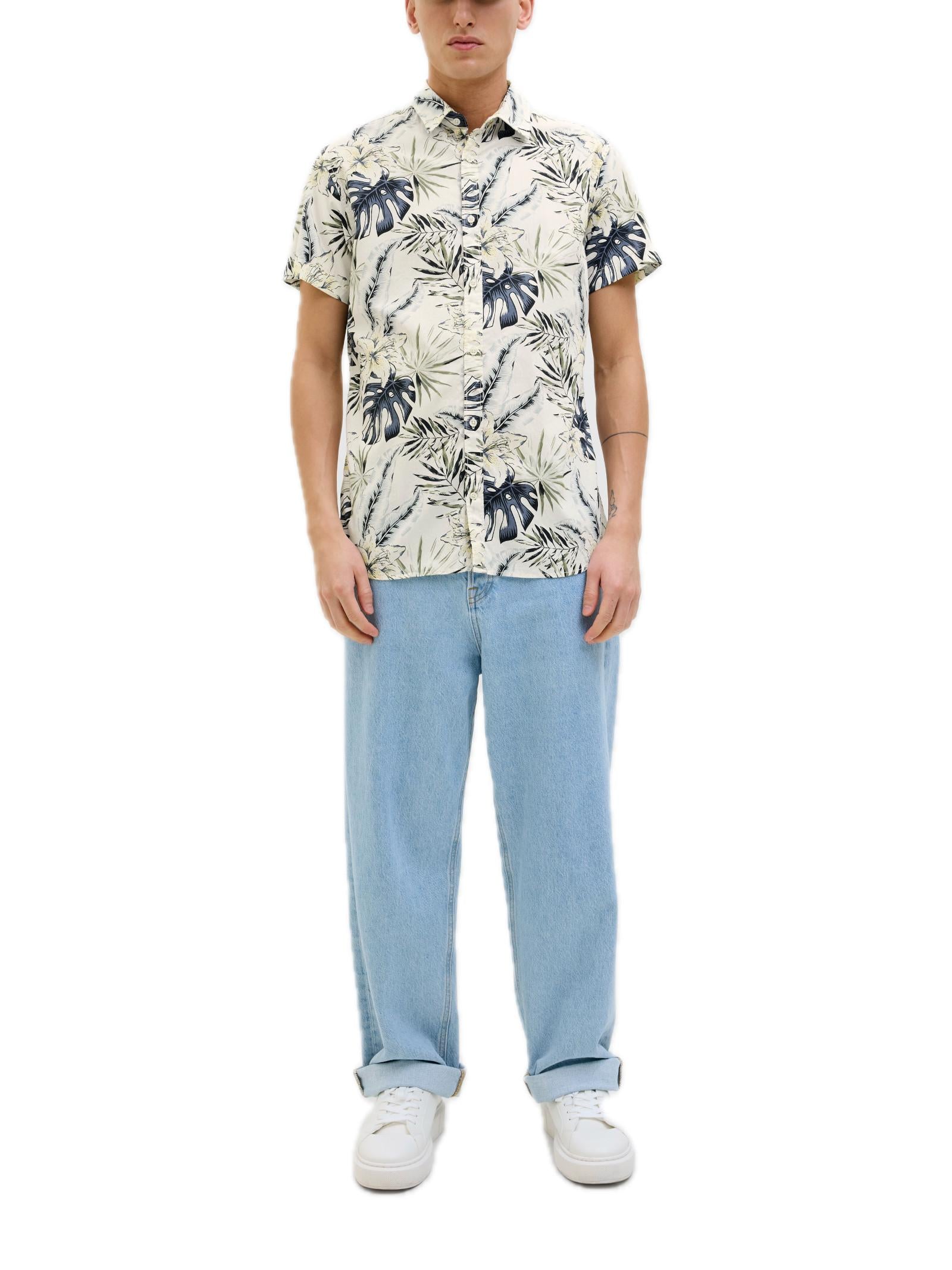 Camicia Jack & Jones Hawaii Bianco con stampa floreale 12269137 /Cloud Dancer JACK & JONES 