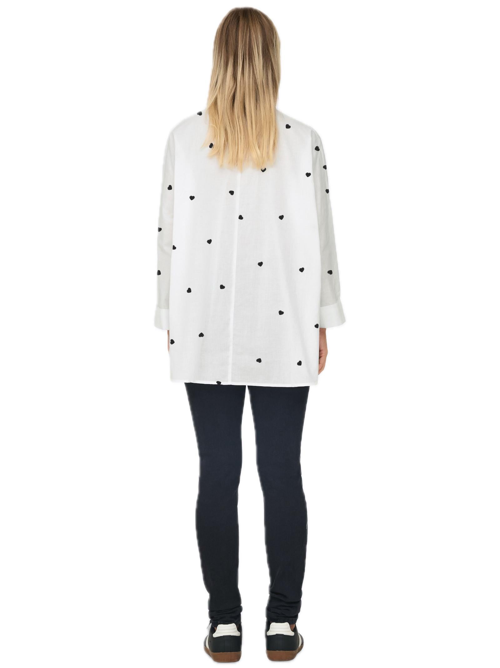 Camicia Only Bianco Nero Lina polsini ampi 15283743 /Hearts Bright White ONLY 
