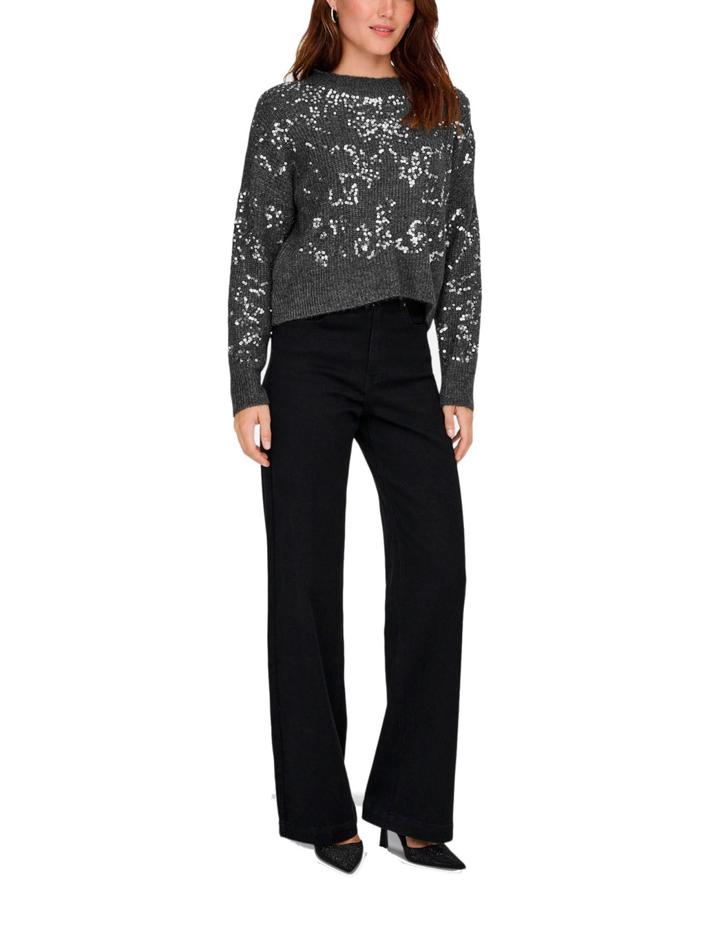 Maglia Only Alta Grigio glitter 15353230 /Dark Grey Melange ONLY 