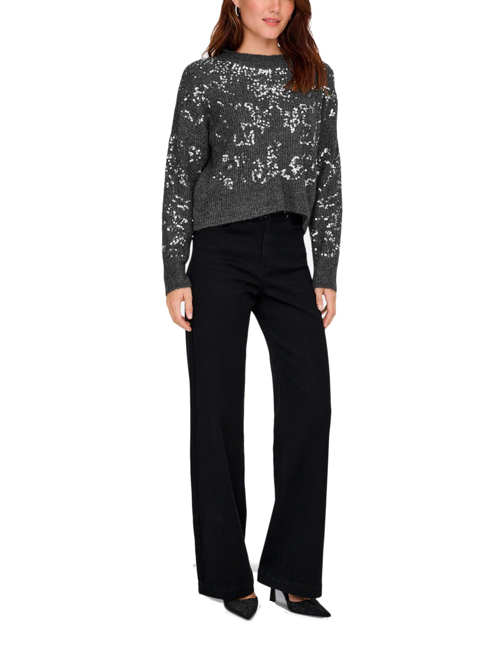 Maglia Only Alta Grigio glitter 15353230 /Dark Grey Melange ONLY 