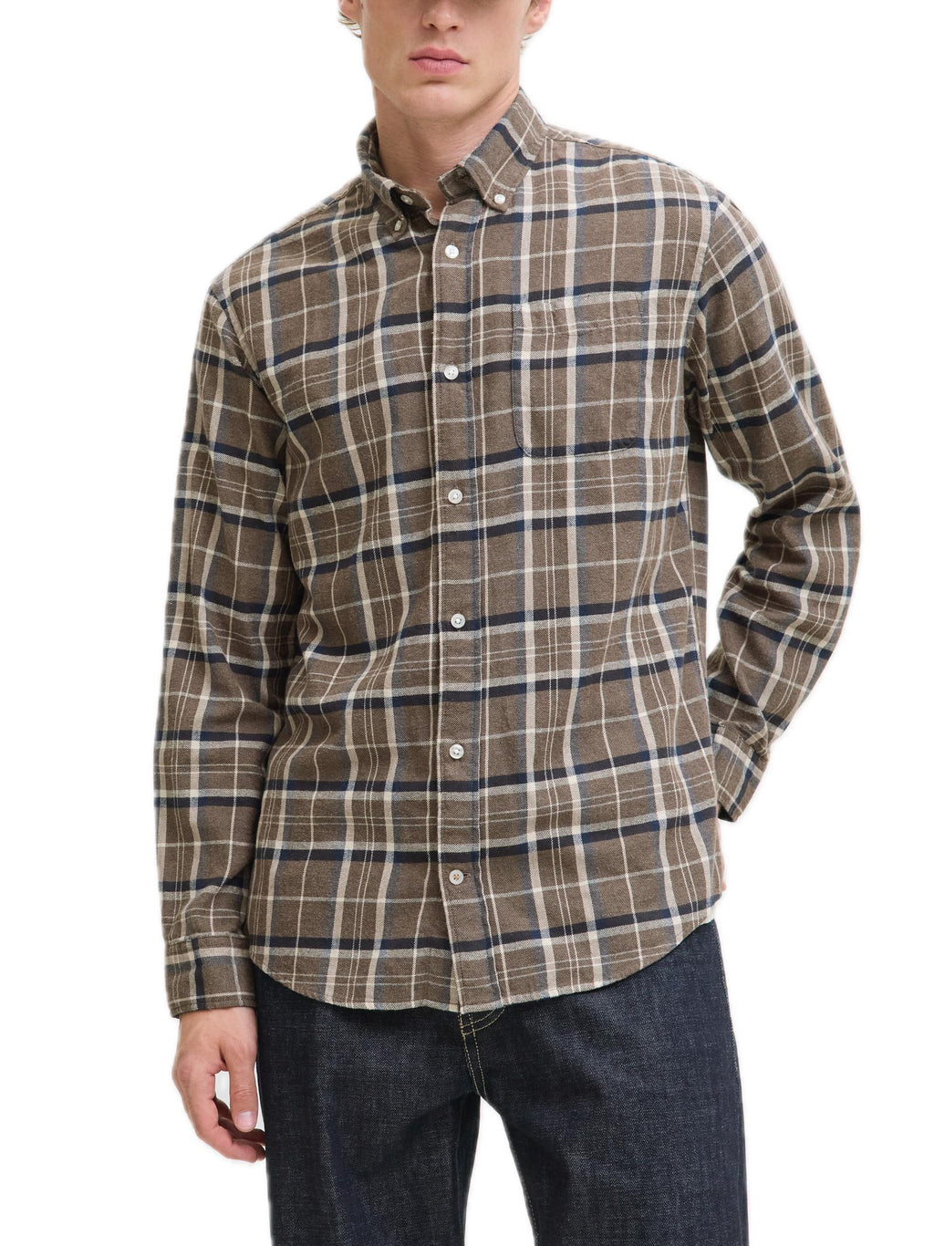 Camicia Jack & Jones Classic Marrone in flenella 12278406 /Otter JACK & JONES 