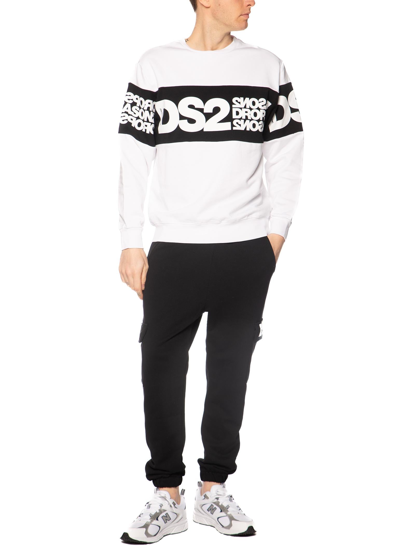 Felpa DS2 Bianco Banda girocollo SS26212 BIANCO DS2 
