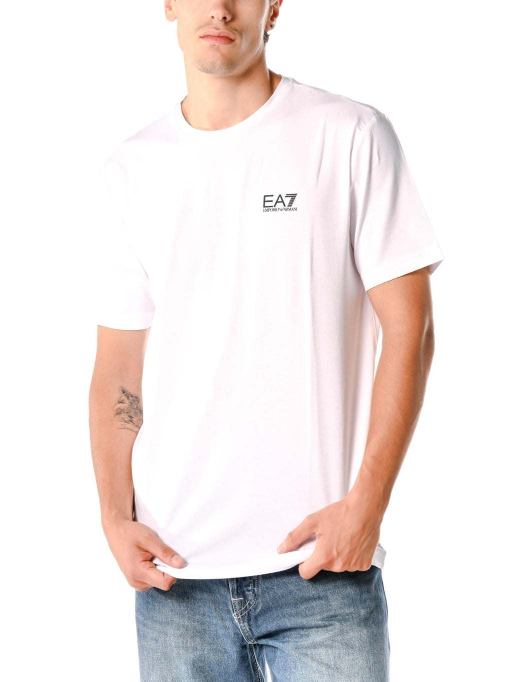T-shirt Emporio Armani Bianco logo piccolo 8NPT26 1100 EA7 