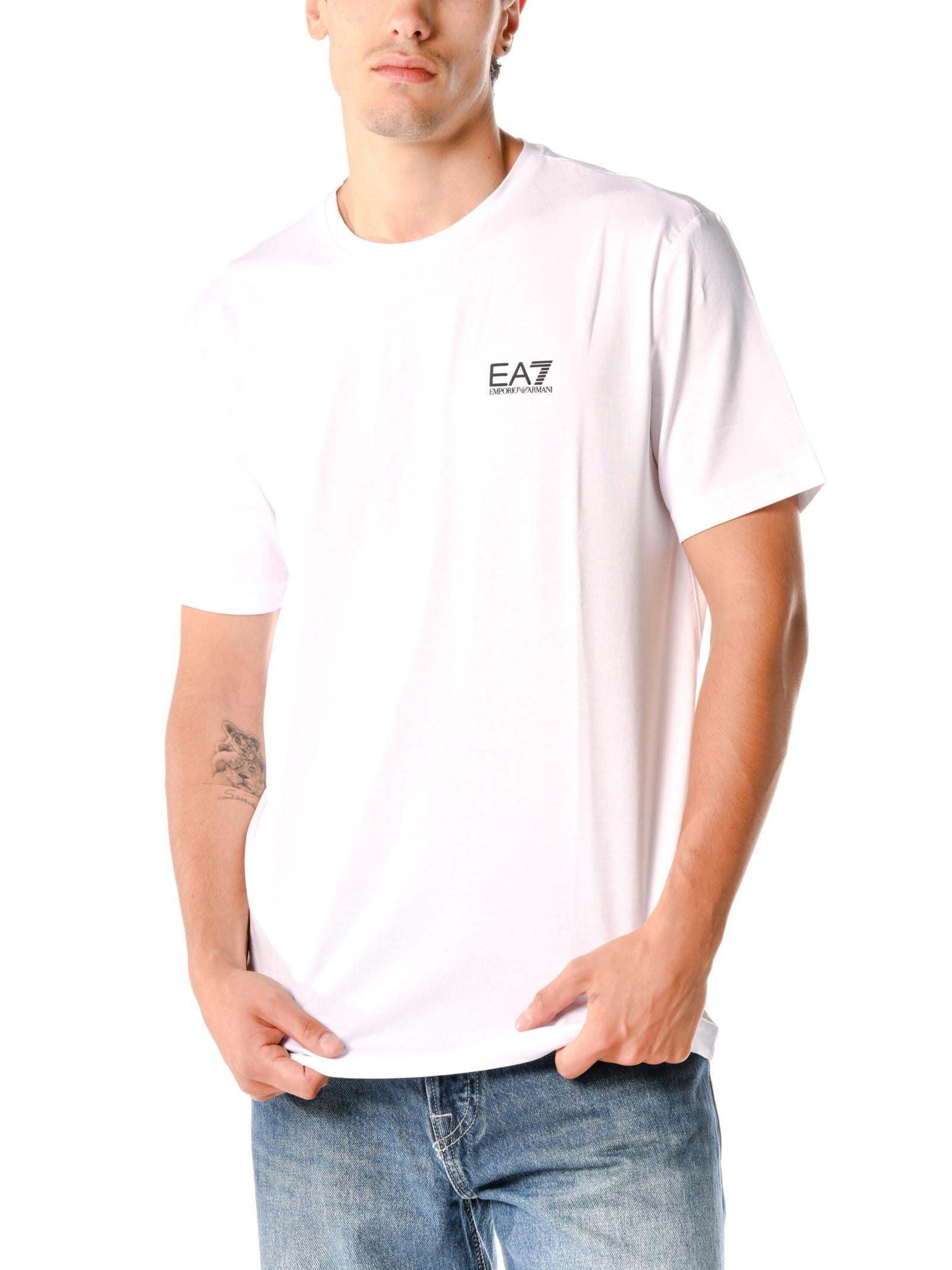 T-shirt Emporio Armani Bianco logo piccolo 8NPT26 1100 EA7 