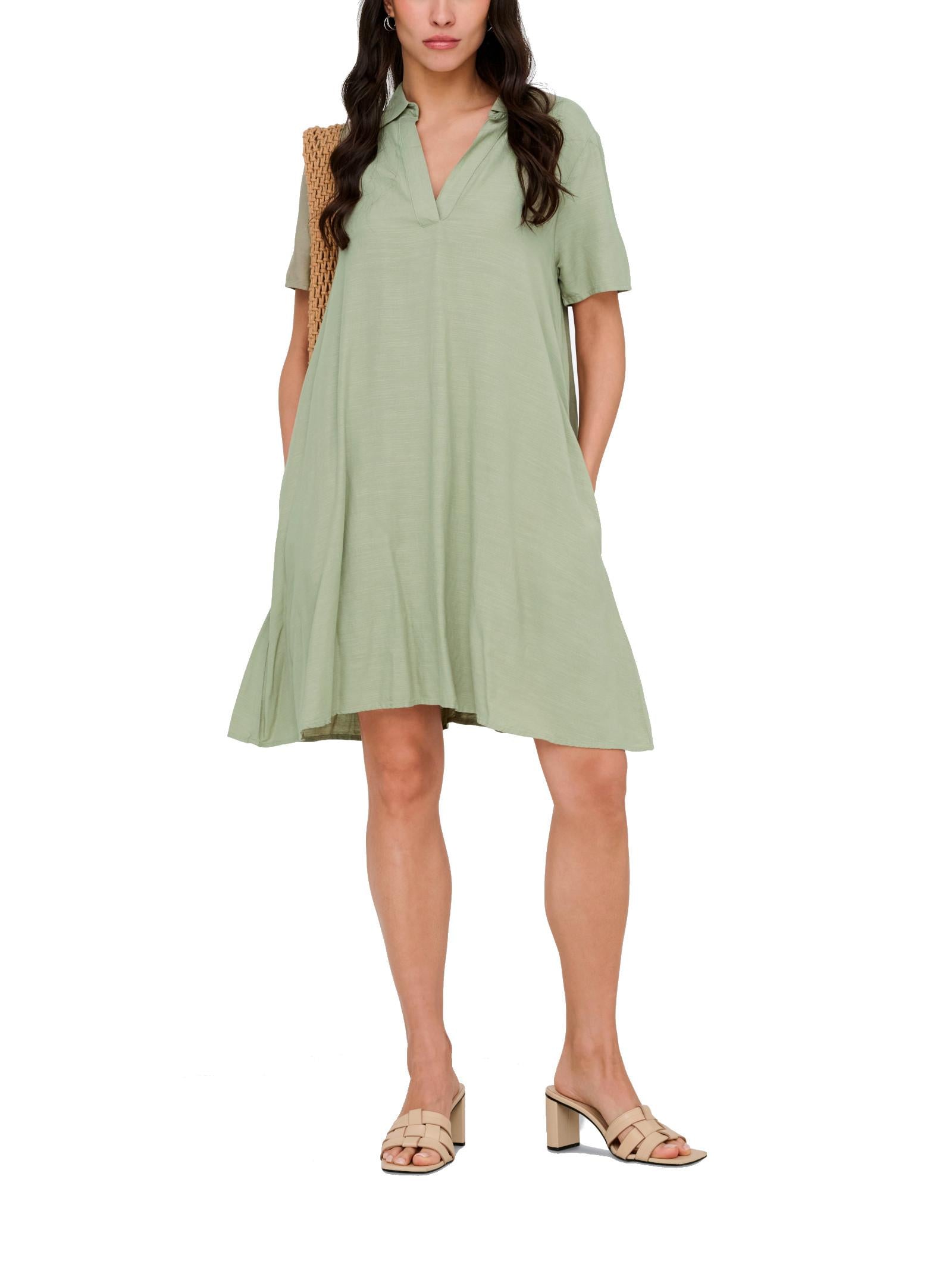 Abito JDY Verde Caya scollo a V 15366383 /Laurel Oak JDY 