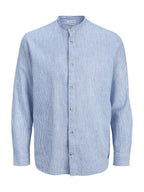 Camicia Jack & Jones Celeste bianco Summer coreana misto lino 12289184 /Infinity JACK & JONES 