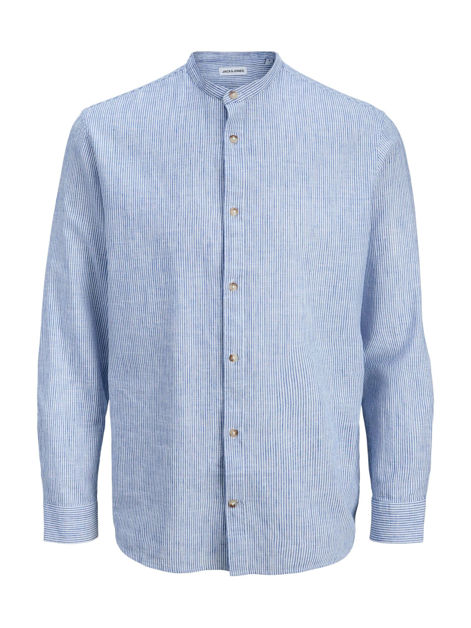 Camicia Jack & Jones Celeste bianco Summer coreana misto lino 12289184 /Infinity JACK & JONES 