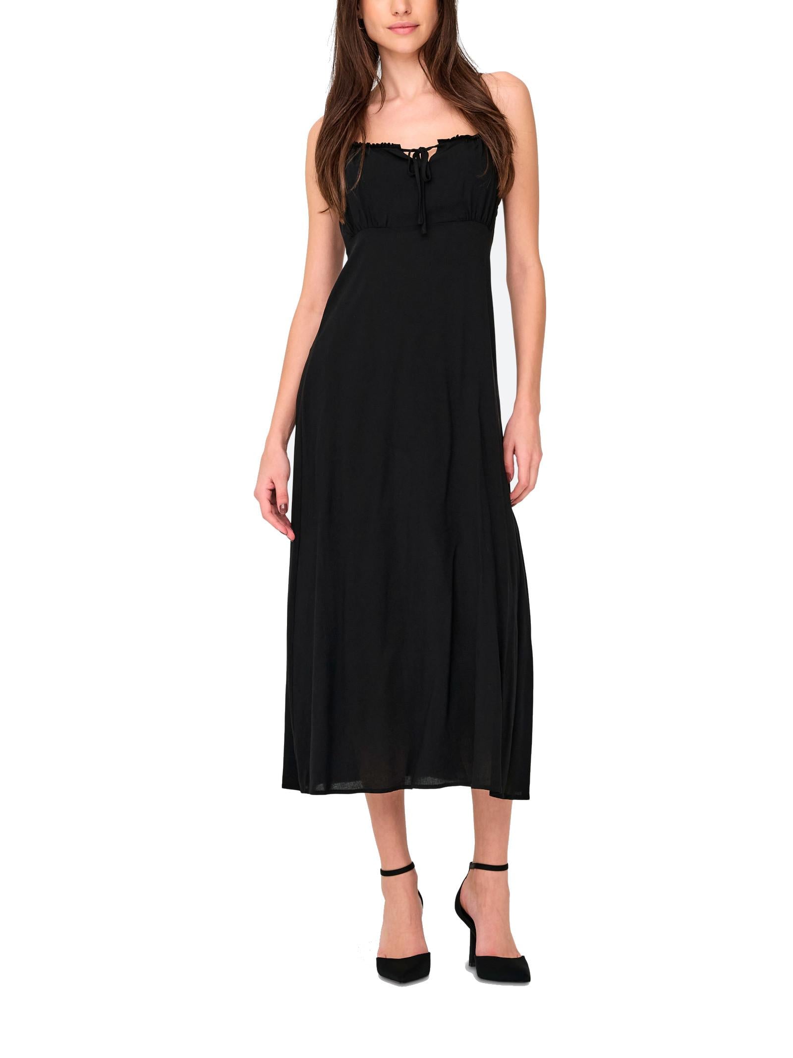 Abito Only Nelly Nero lungo smanicato con balza 15322844 /Black ONLY 