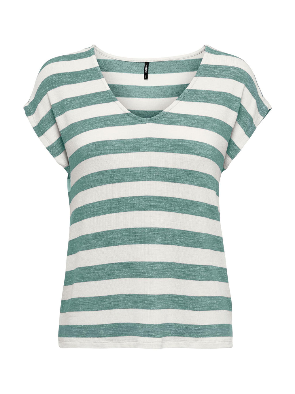T-shirt Only Bianco Verde Lira a righe 15252103 /Chinois Green ONLY 
