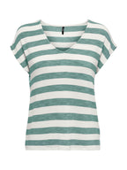 T-shirt Only Bianco Verde Lira a righe 15252103 /Chinois Green ONLY 