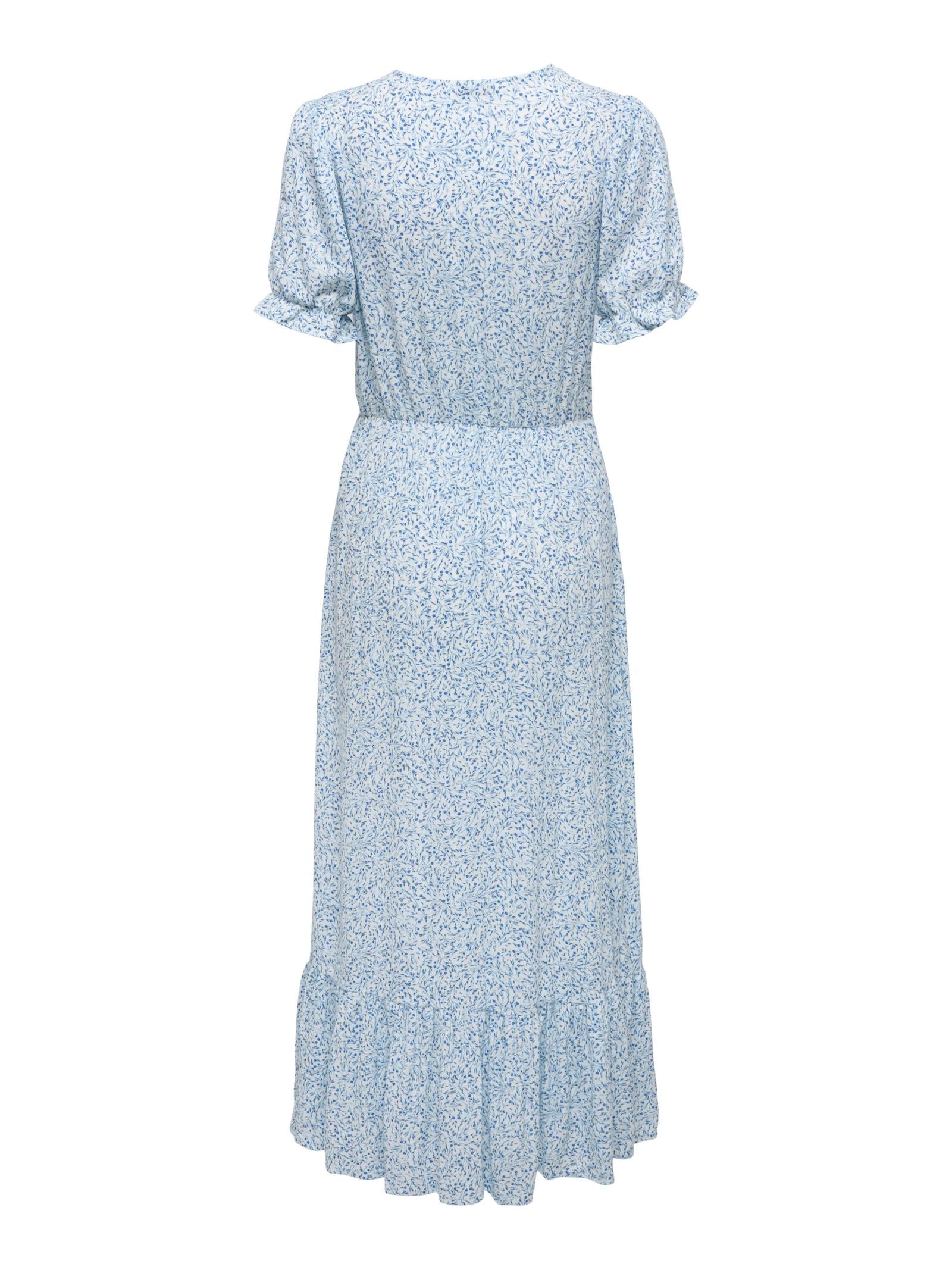 Abito Only Celeste Chianti scollo a V 15270519 /marina/white flower ONLY 